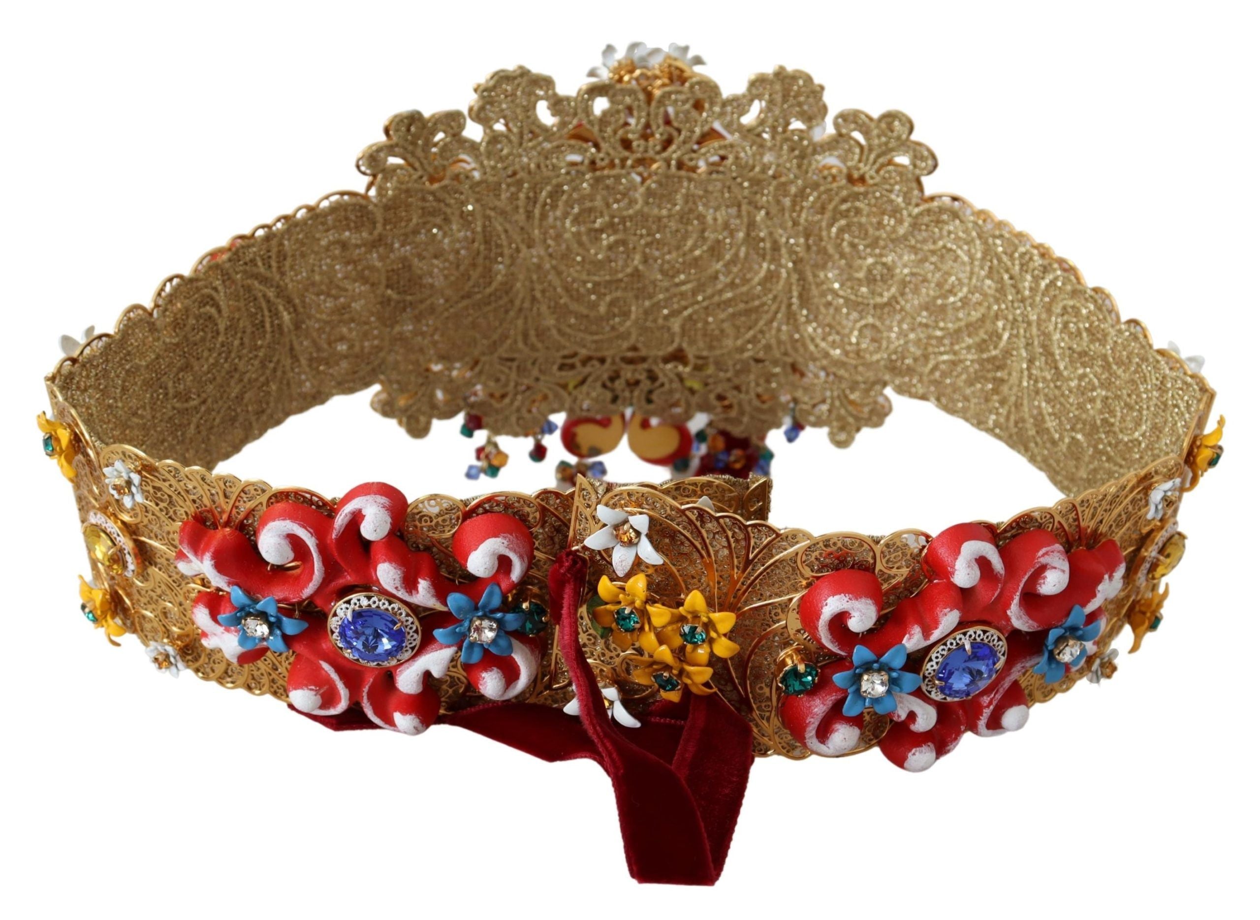 Dolce &amp; Gabbana Gold-tone floral crystal waist belt