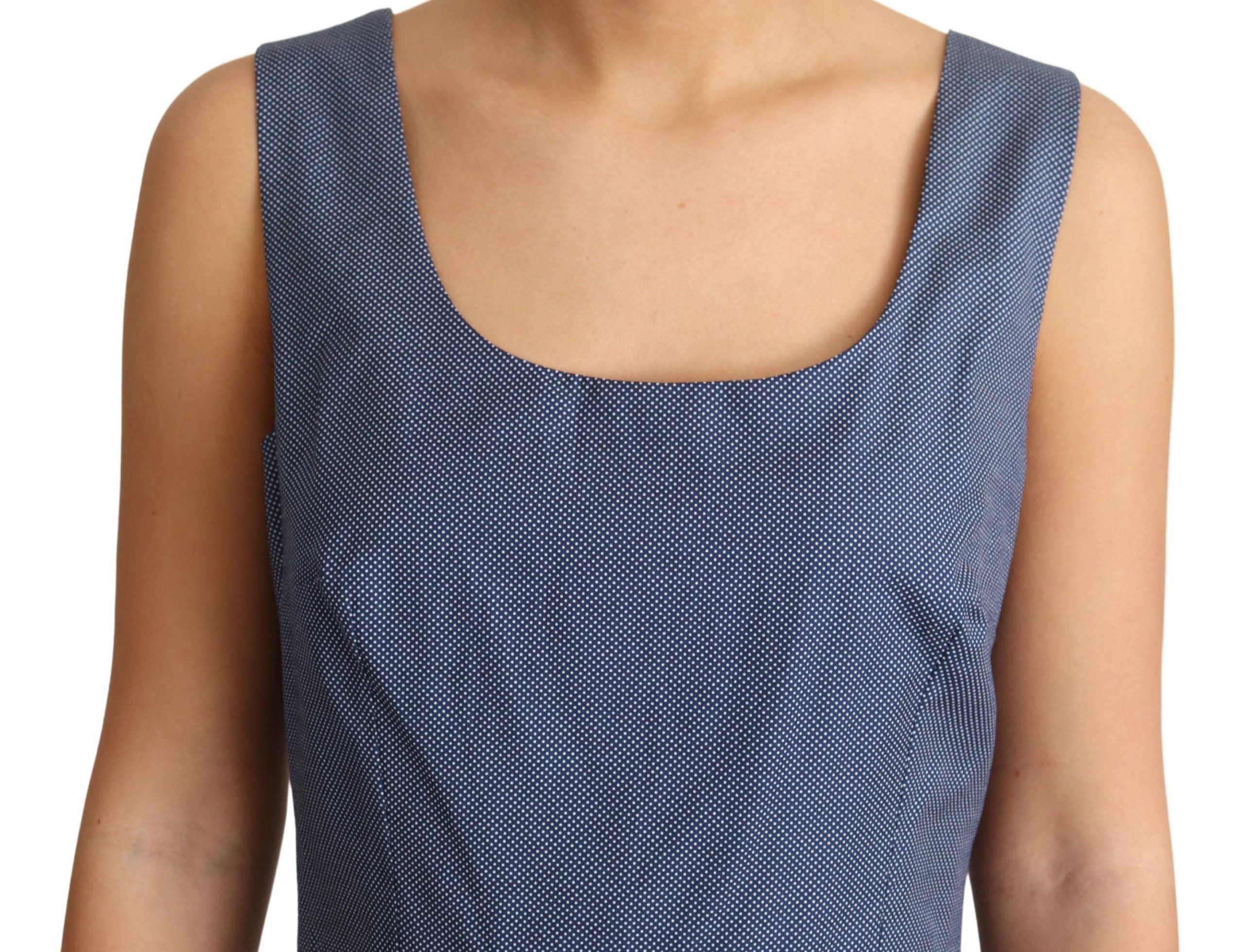 Dolce & Gabbana Blaues Stretchkleid mit Polka-Baumwolle in A-Linie