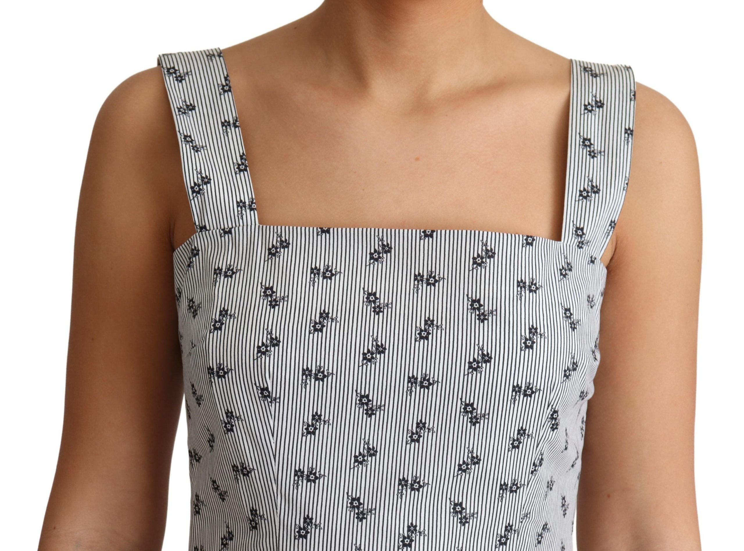 Dolce &amp; Gabbana Blue and White Floral Cotton A-Line Dress