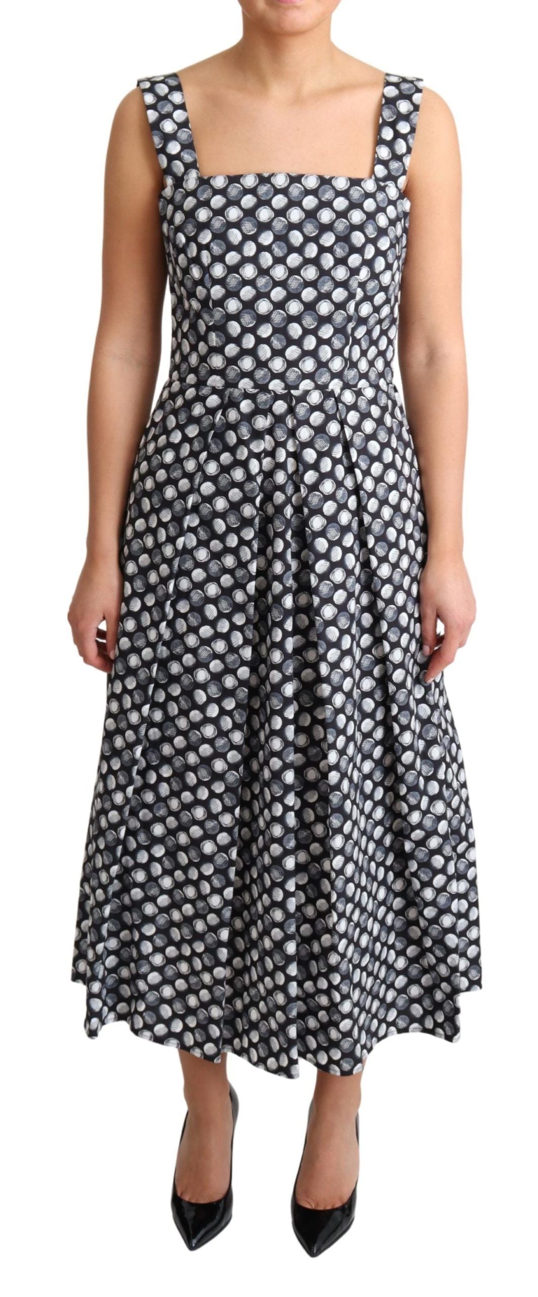 Dolce & Gabbana Blaues A-Linien-Kleid aus geometrischer Baumwolle