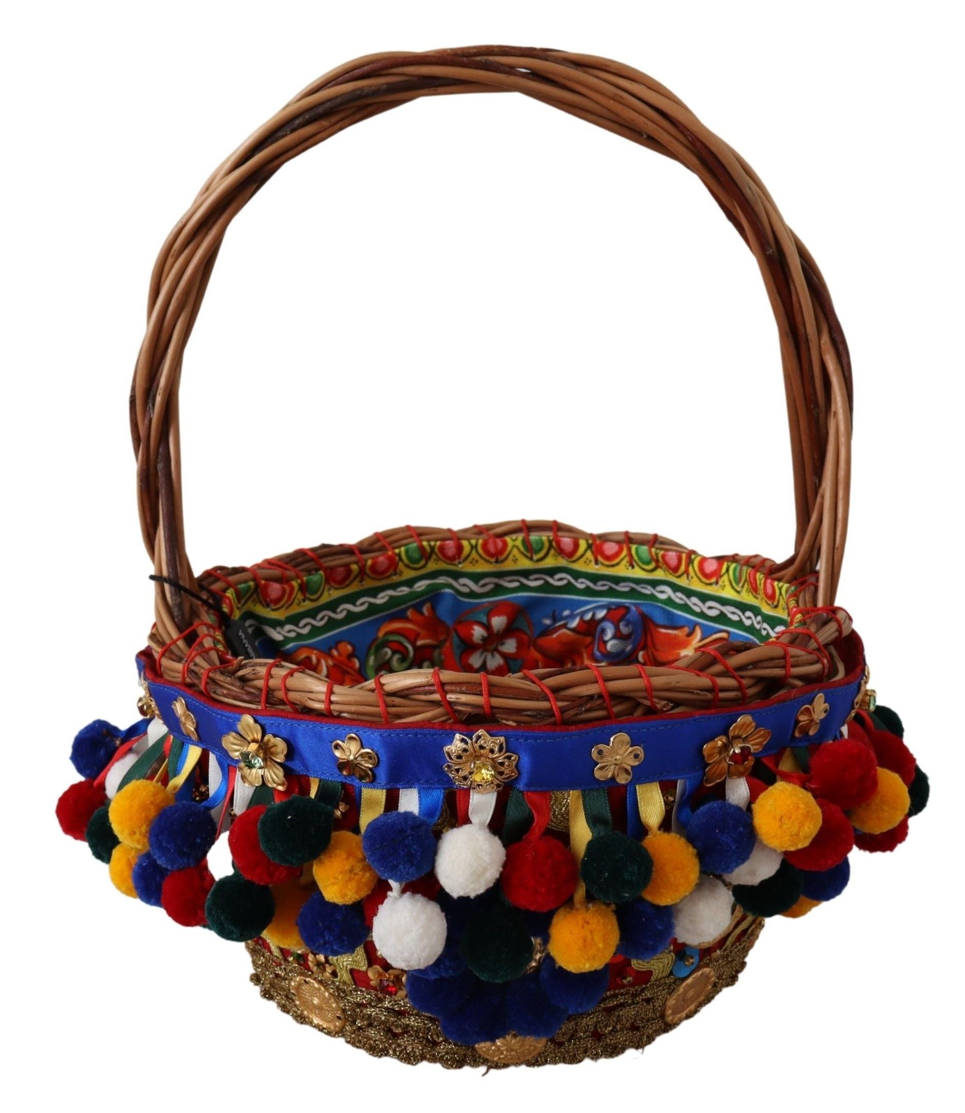 Dolce &amp; Gabbana Multicolor embellished wicker bag