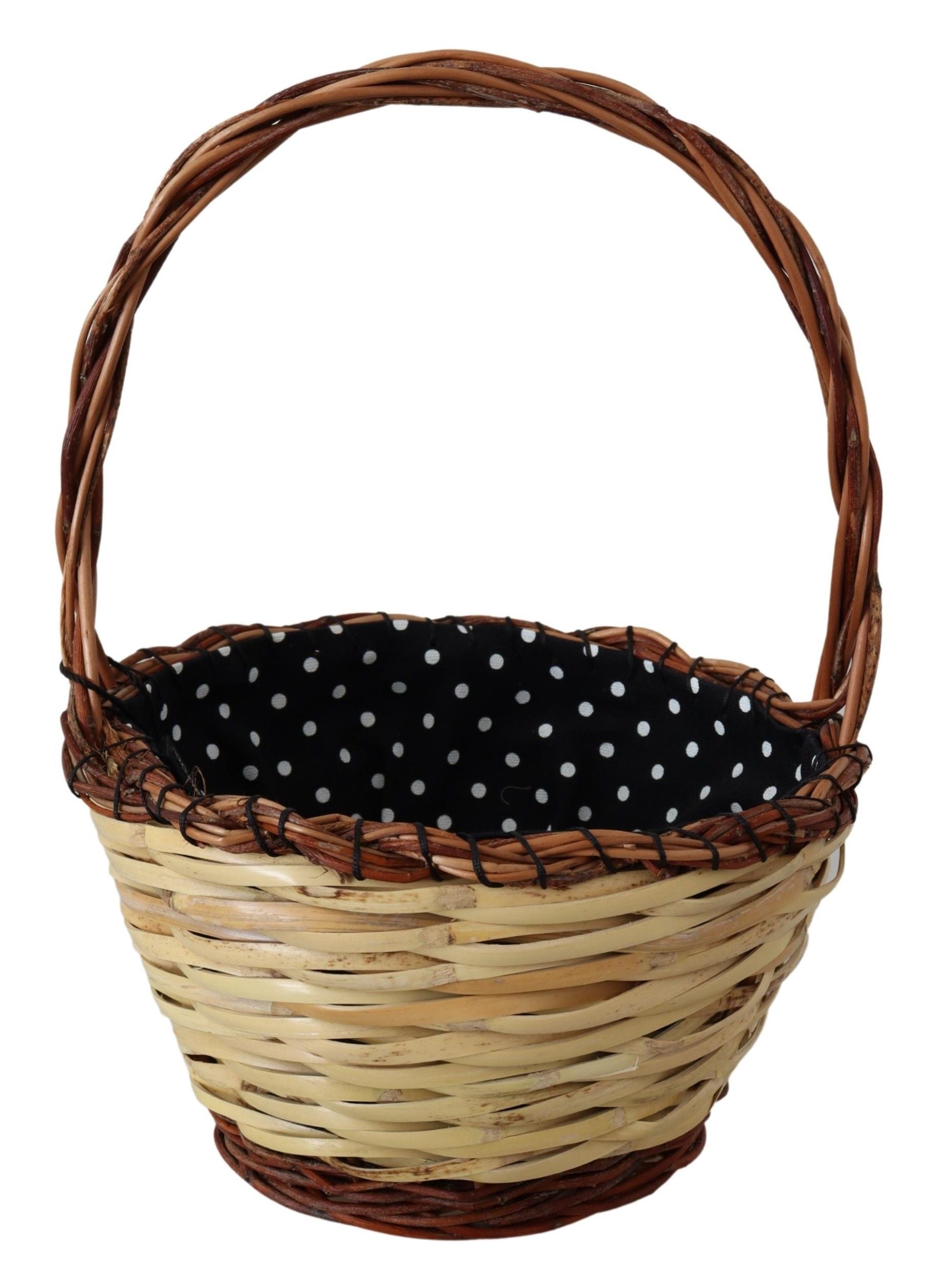 Dolce &amp; Gabbana Beige Wooden Willow Rattan Basket Tote Bag 