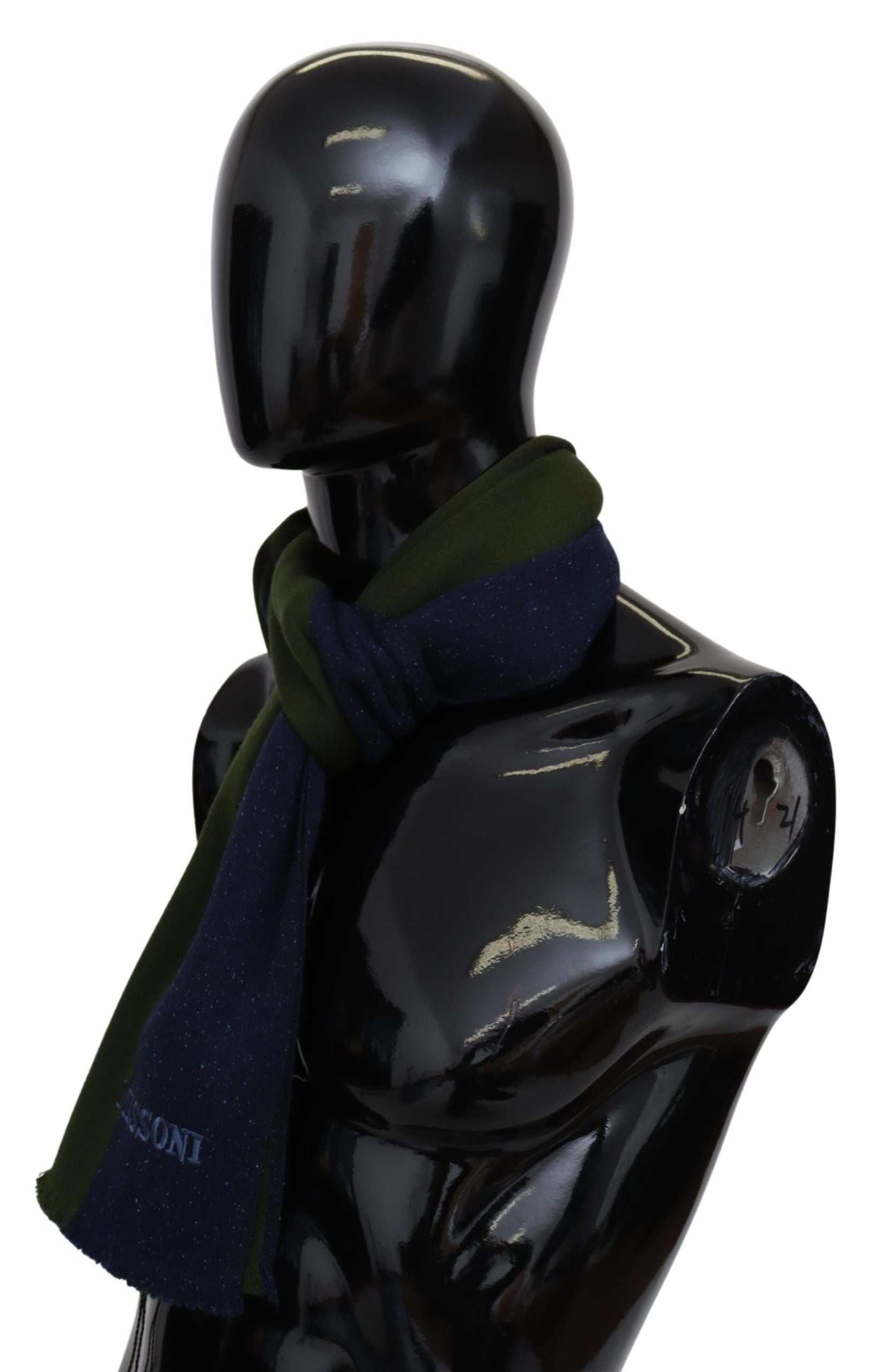 Missoni Grün gestreiftes Wolltuch Unisex Halswickel Schal Blau