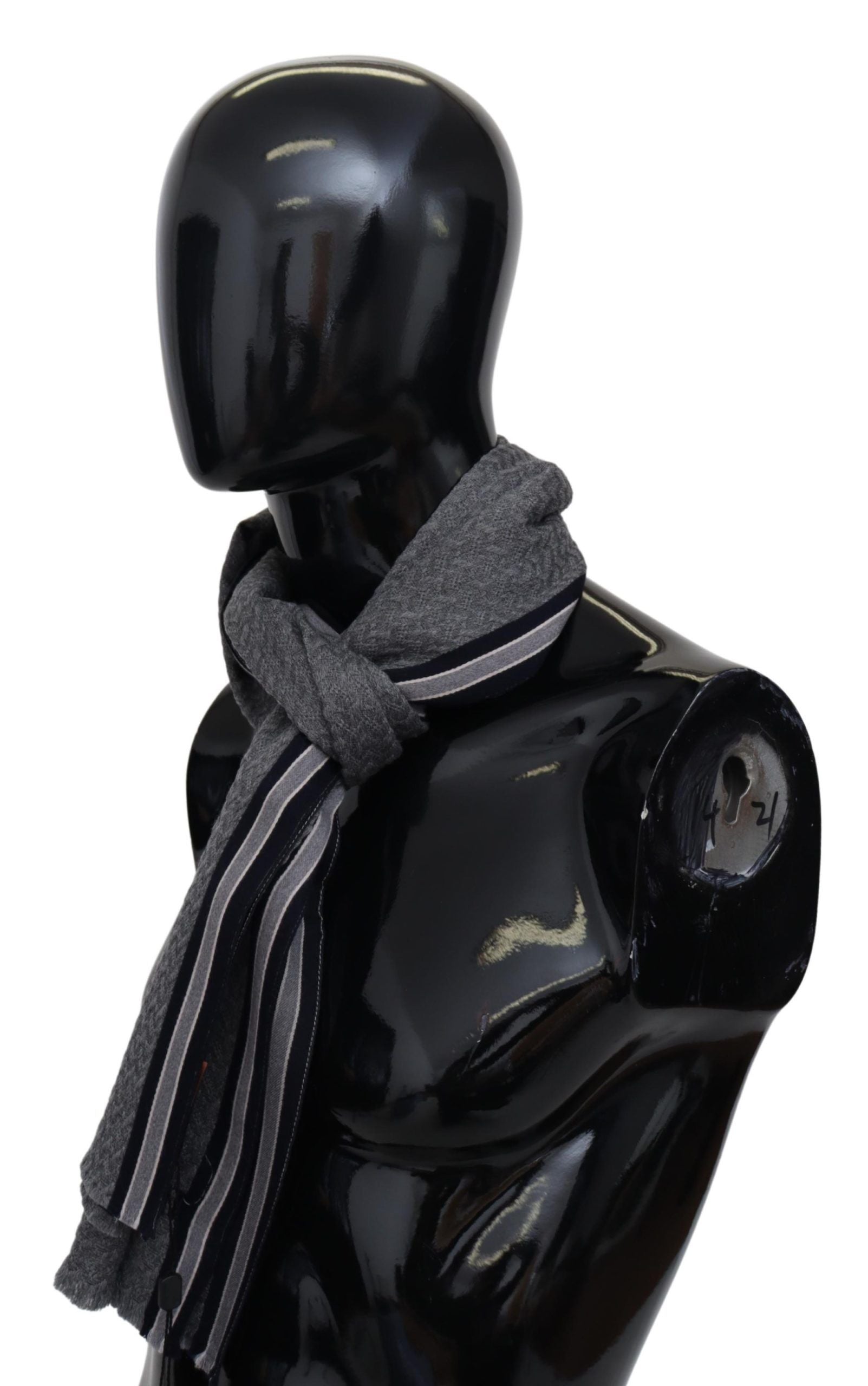 Missoni Graue Streifen Muster 100% Wolle Unisex Hals Wrap Schal