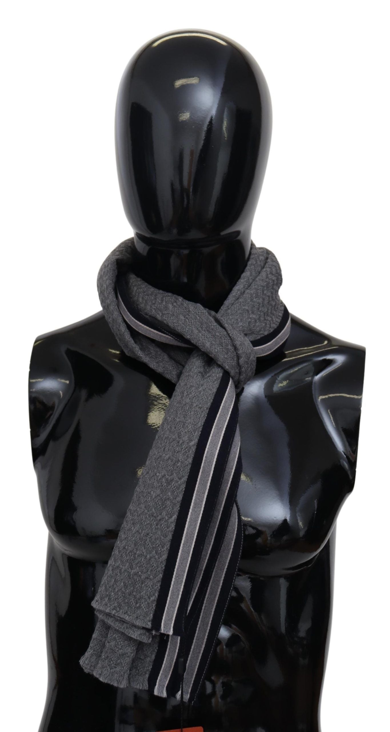 Missoni Graue Streifen Muster 100% Wolle Unisex Hals Wrap Schal