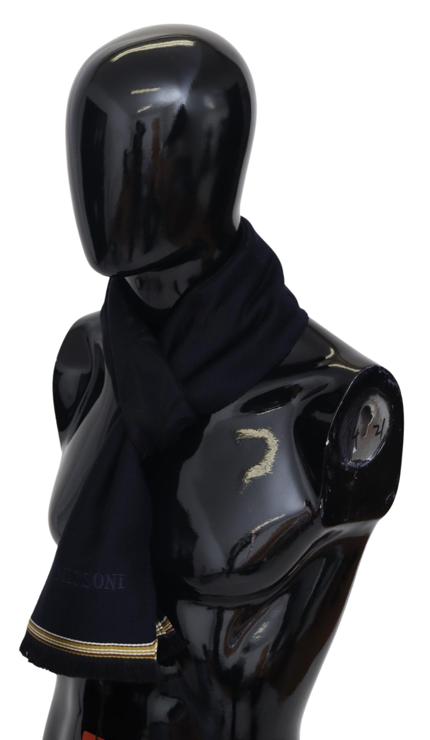 Missoni Schwarz 100% Wolle Unisex Hals wickeln Fransen Schal