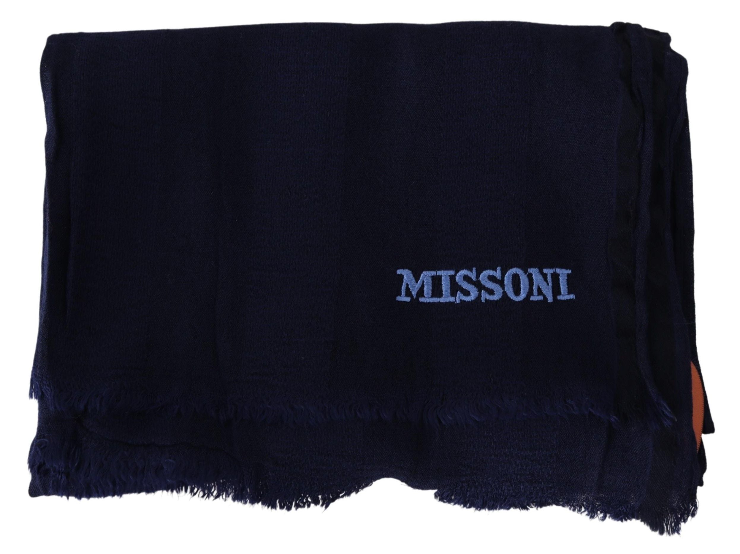 Missoni Blauer Wollstrick-Unisex-Halswickelschal