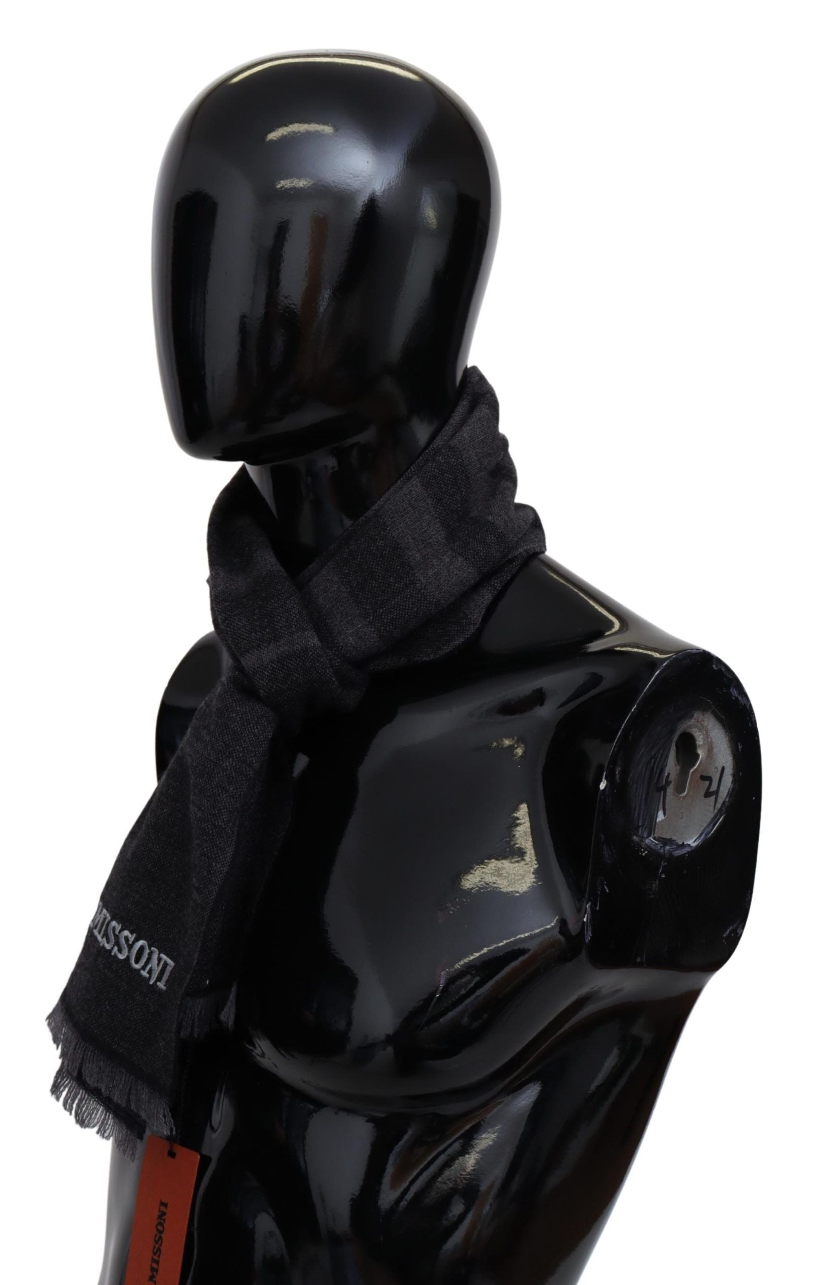 Missoni Schwarz gestreifter Unisex-Wollschal