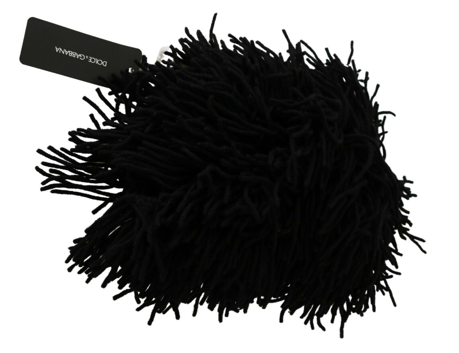 Dolce & Gabbana Schwarz-weiß gestrickte Kaschmir-Mütze mit Tiermotiv