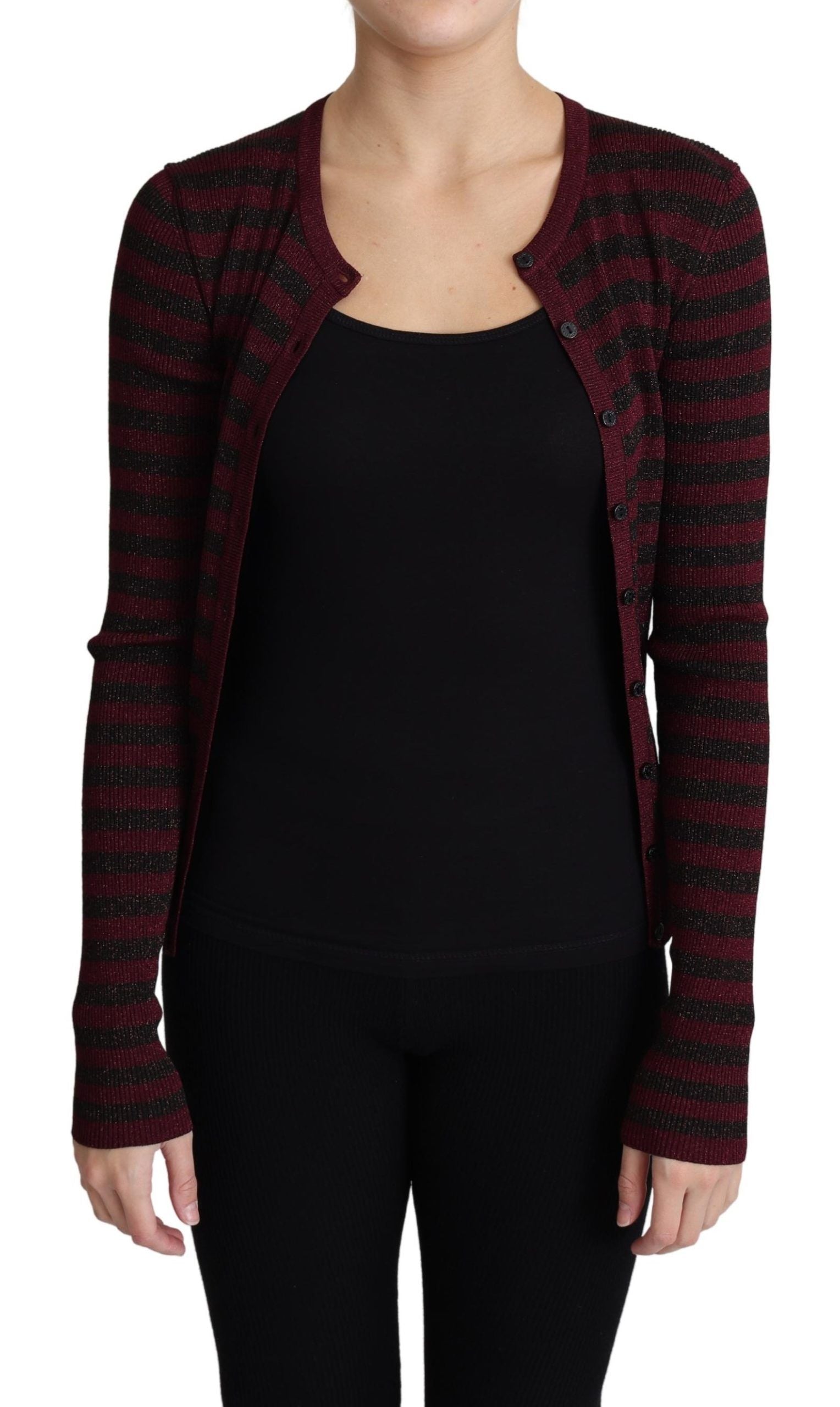 Dolce &amp; Gabbana black and red striped viscose knit sweater