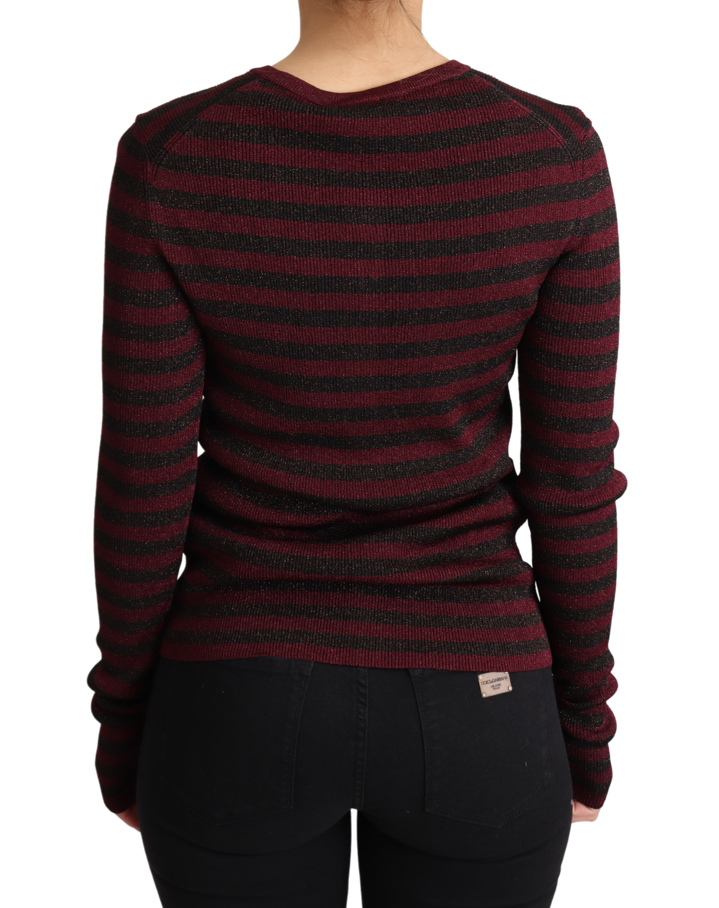 Dolce &amp; Gabbana black and red striped viscose knit sweater
