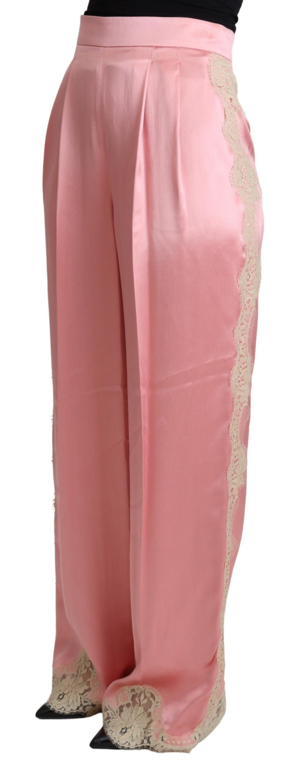 Dolce &amp; Gabbana satin wide-leg silk-blend trousers in pink