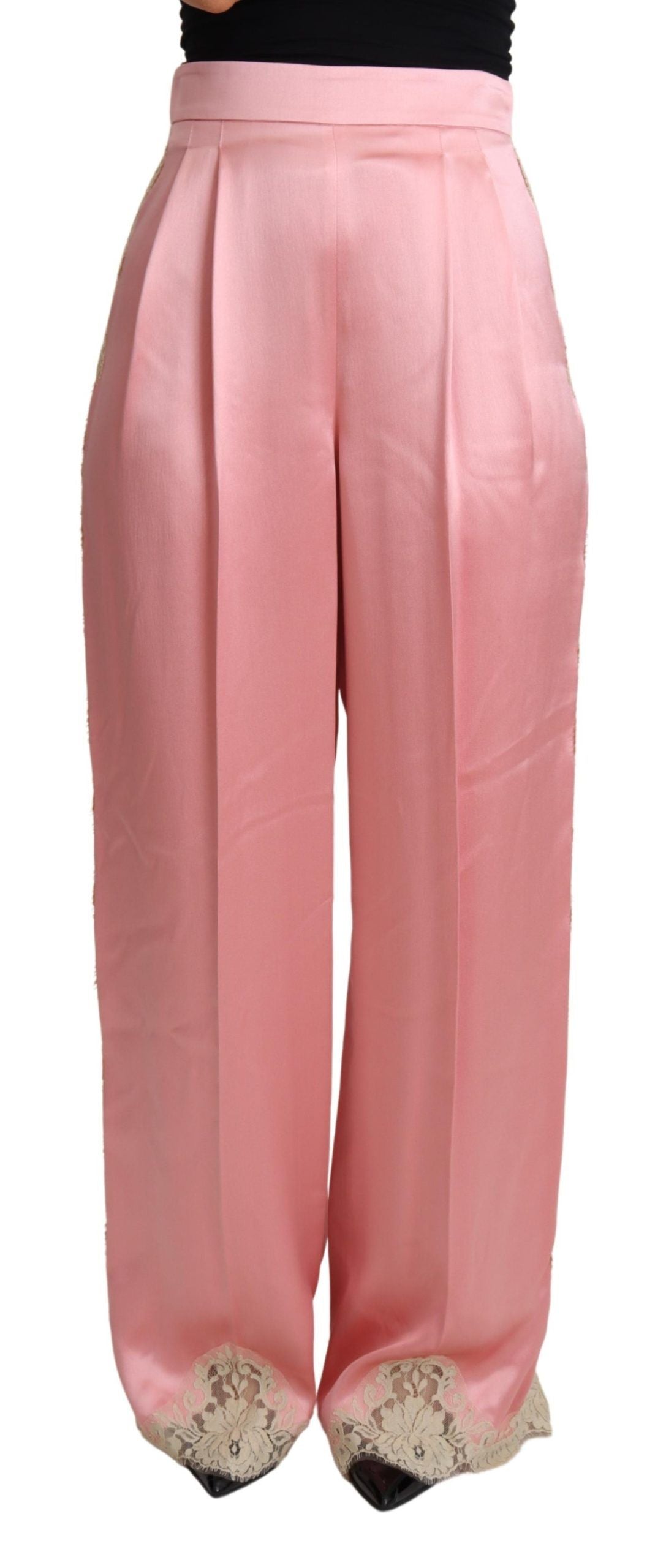 Dolce &amp; Gabbana satin wide-leg silk-blend trousers in pink