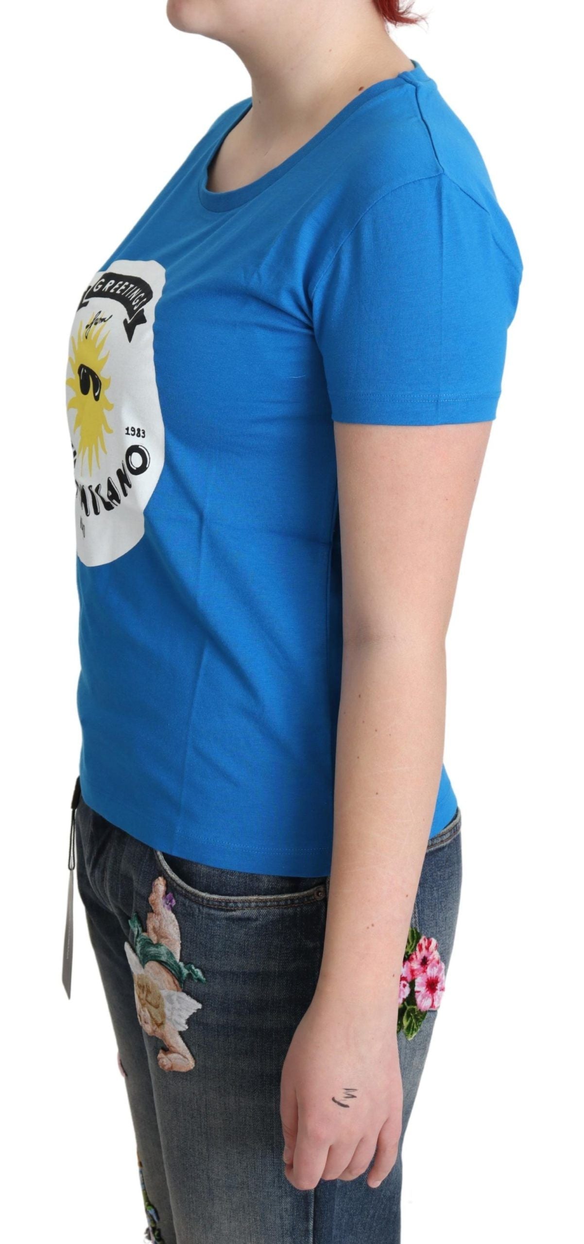 Moschino Blaue Baumwolle Sunny Milano Print Tops T-Shirt