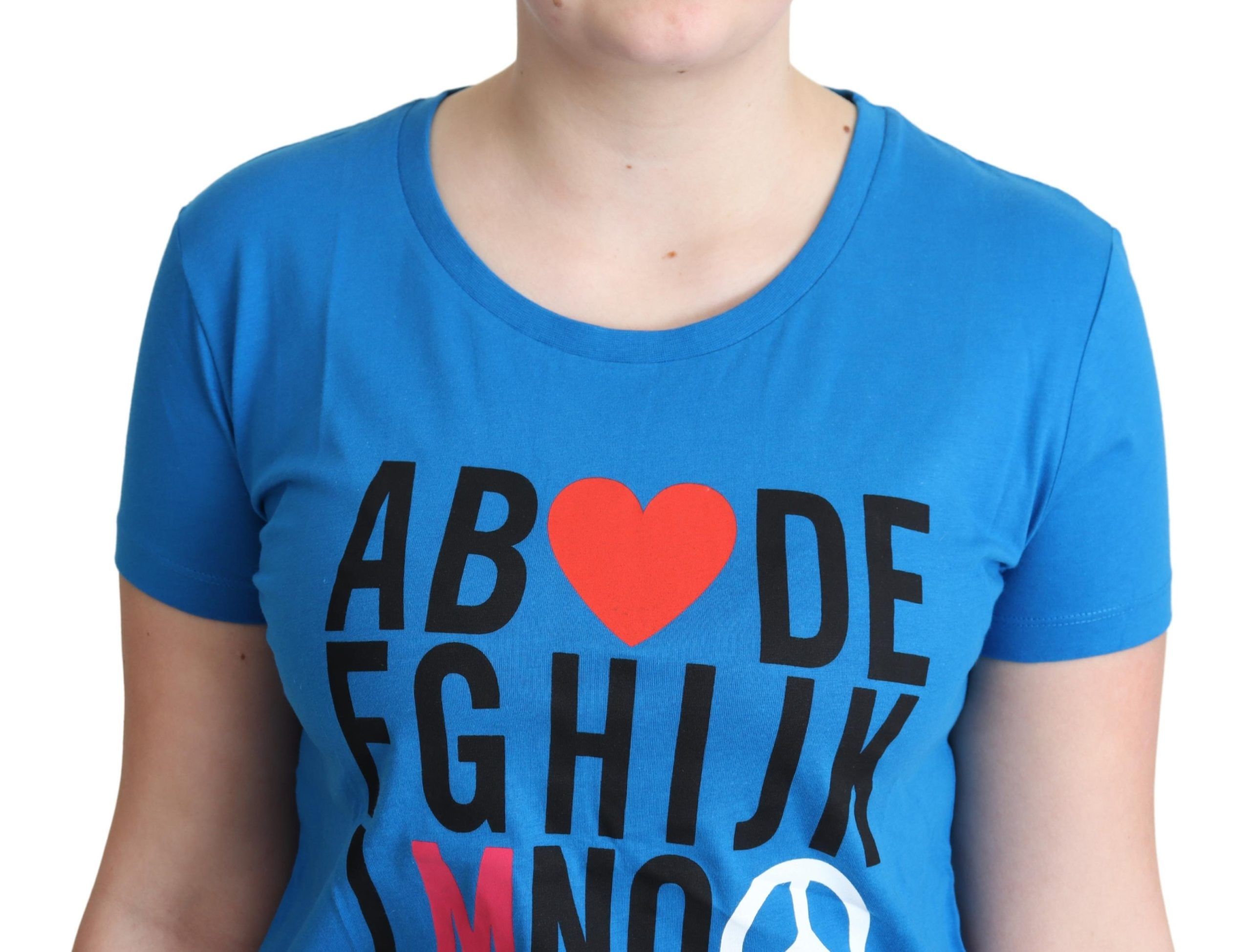 Moschino Blaue Baumwolle Alphabet Buchstaben Druck Tops
