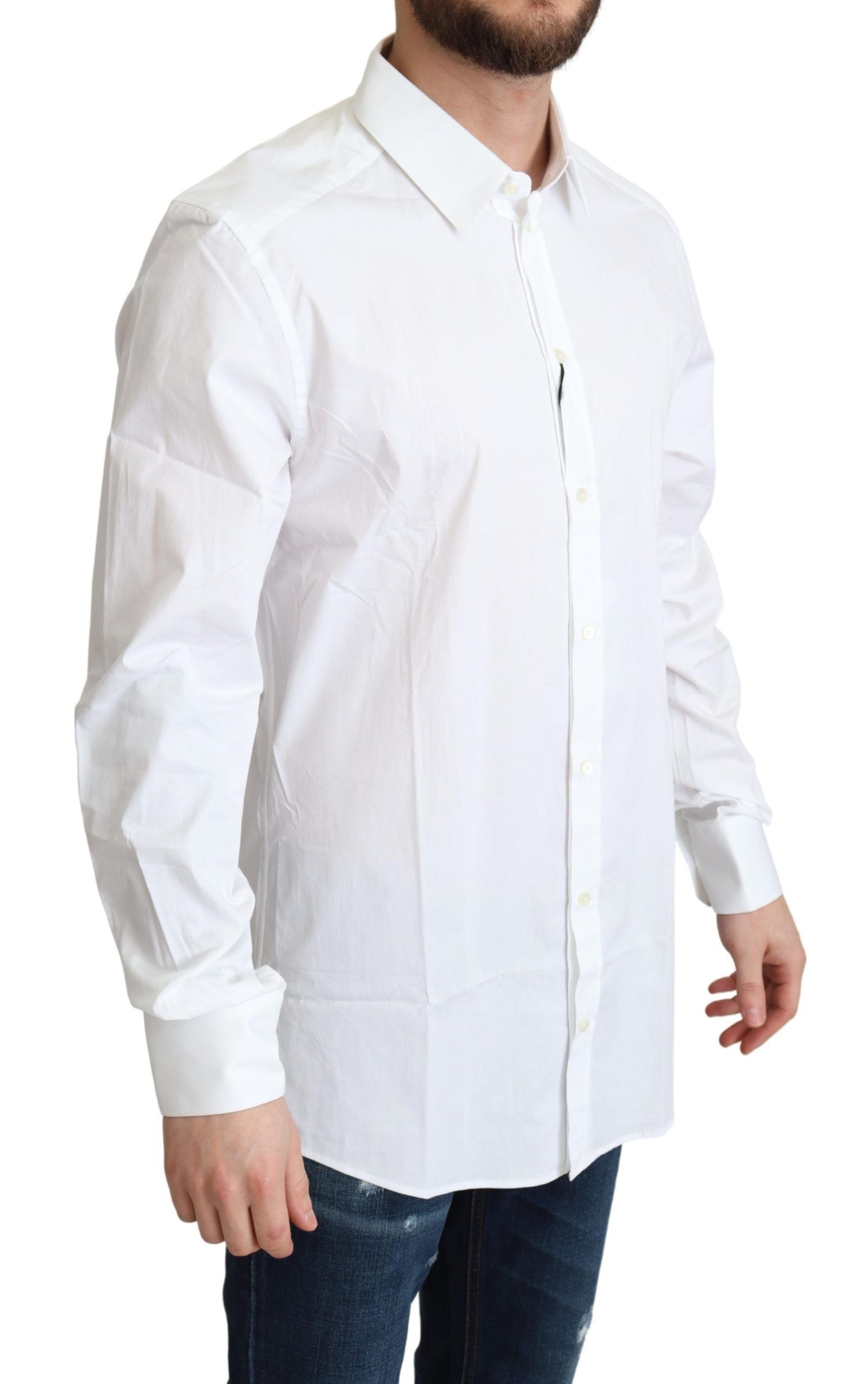 Dolce &amp; Gabbana Elegant white cotton stretch shirt