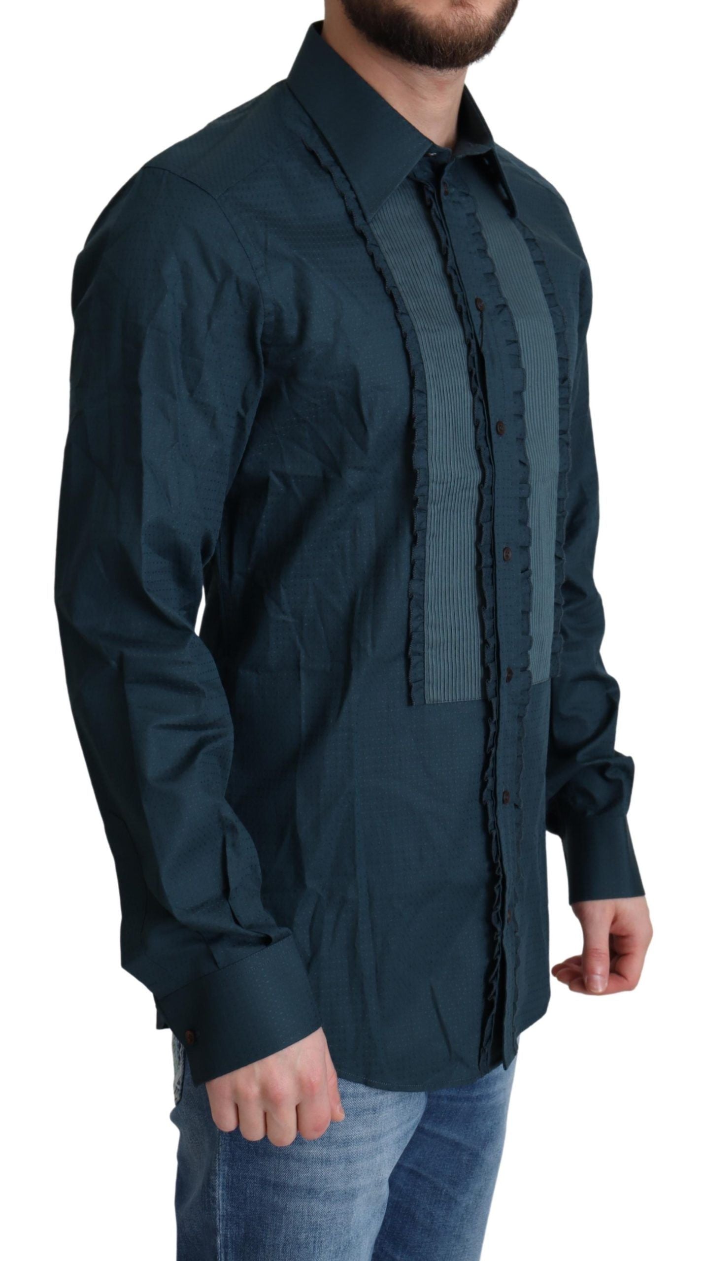 Dolce &amp; Gabbana Mavi Pamuklu Düğmeli Gömlek Resmi Gömlek