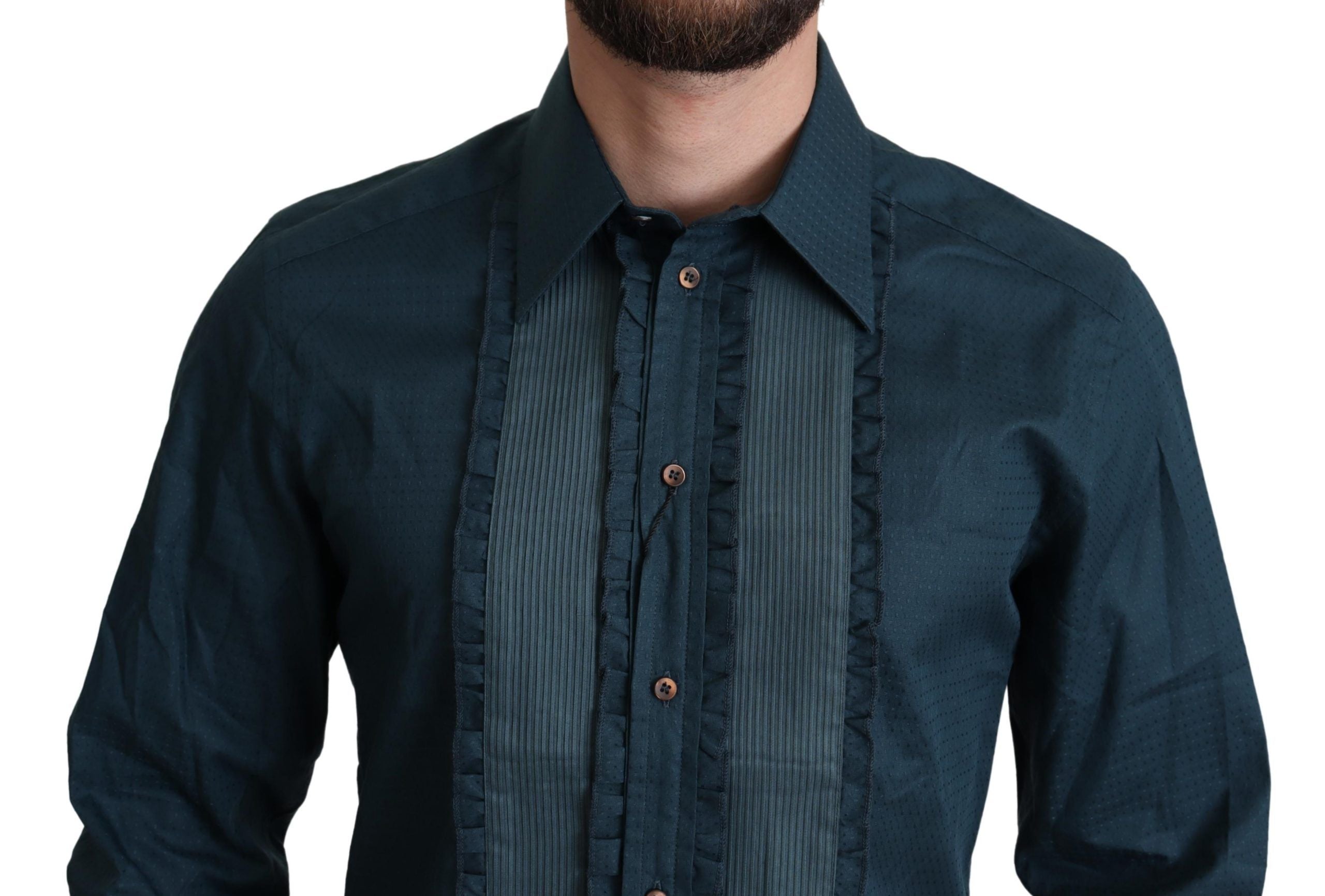 Dolce &amp; Gabbana Blue Cotton Button-Down Shirt Formal Shirt