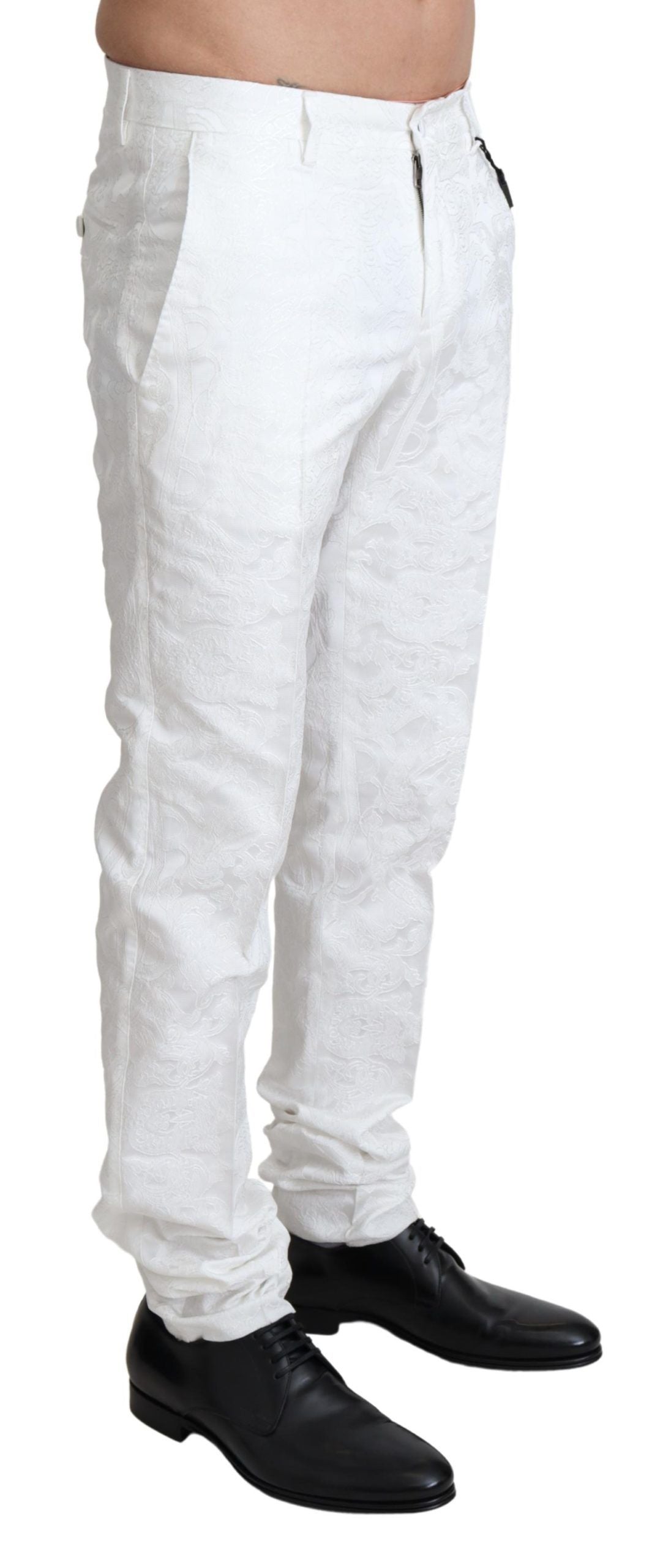 Dolce &amp; Gabbana Elegant white brocade dress pants