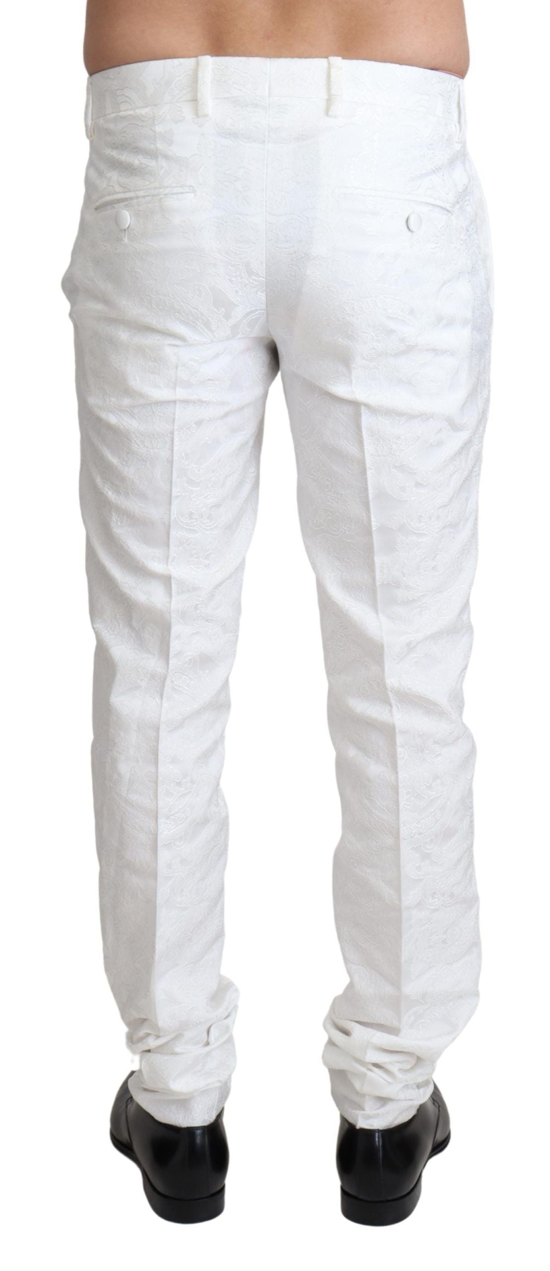 Dolce &amp; Gabbana Elegant white brocade dress pants