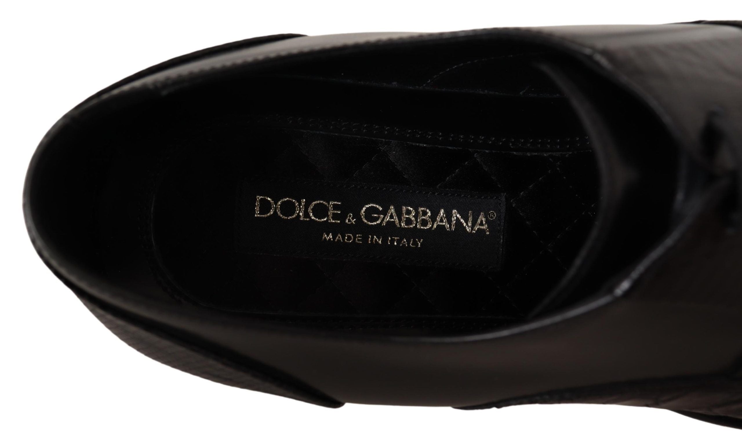 Dolce &amp; Gabbana Black Leather Exotic Furs Formal Shoes