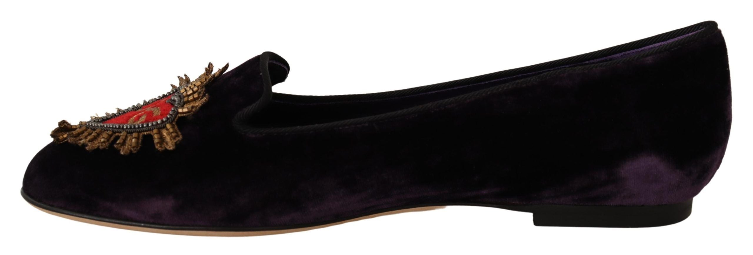 Dolce & Gabbana Lila Samt DG Herz Loafers Flats Schuhe