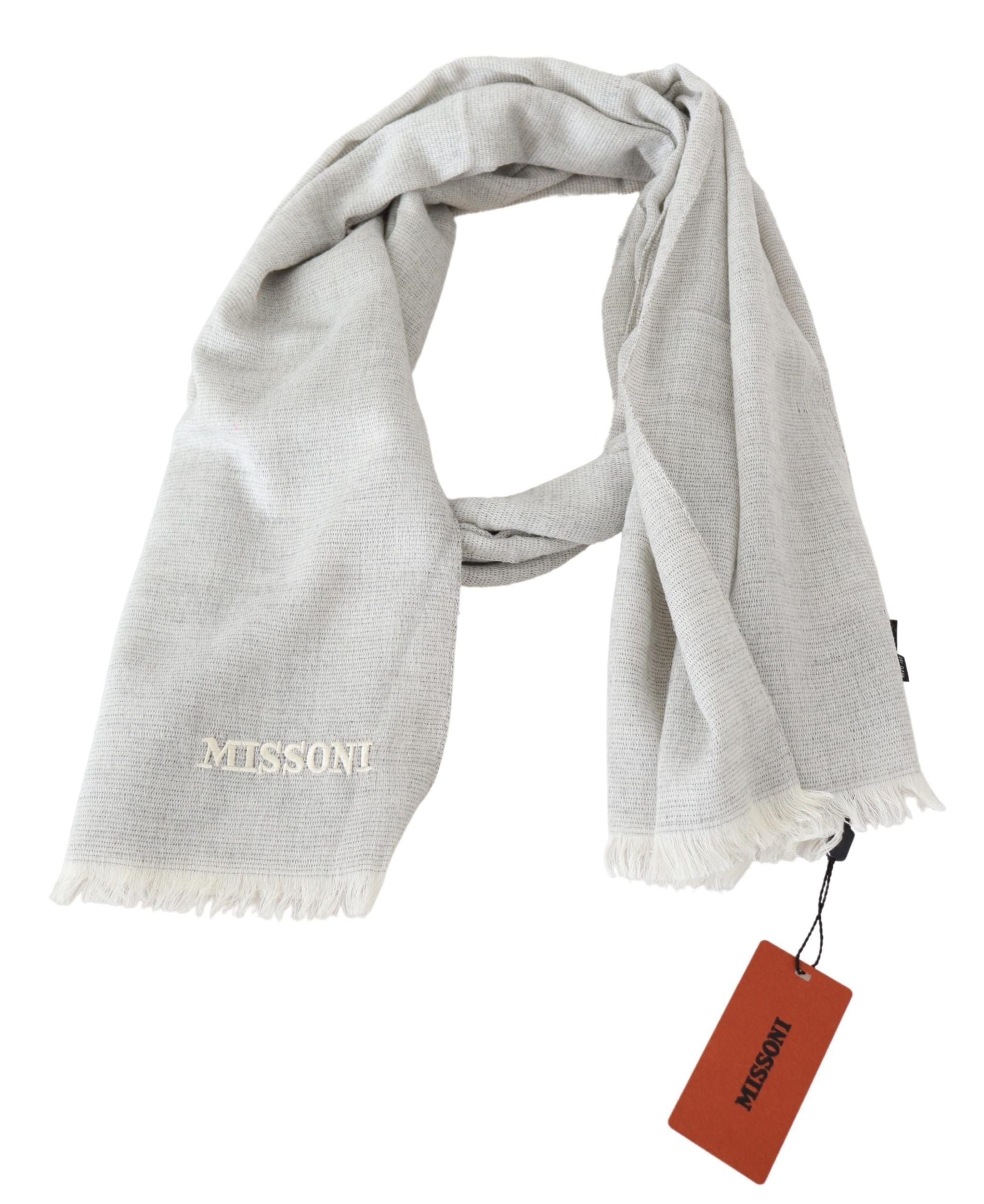 Missoni Grauer Wollstrick-Unisex-Halswickelschal