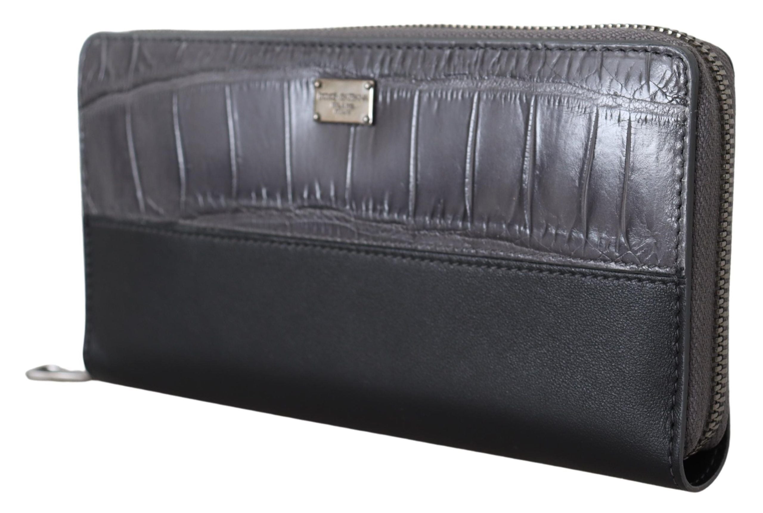 Dolce &amp; Gabbana Black Zip Around Continental Clutch Leather Wallet