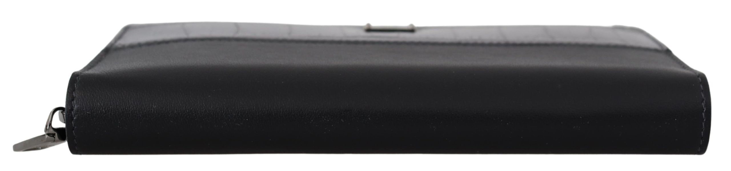 Dolce &amp; Gabbana Black Zip Around Continental Clutch Leather Wallet