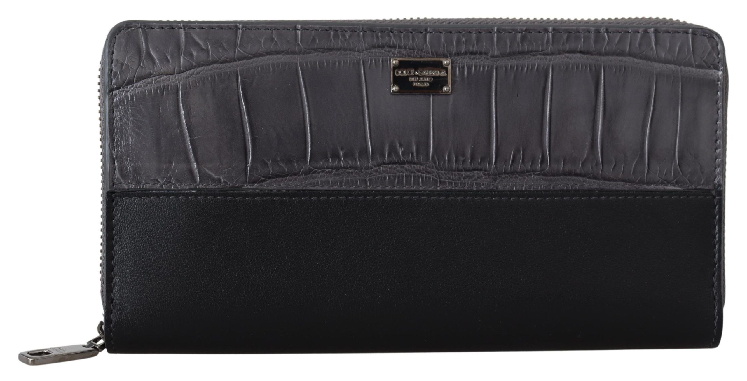 Dolce &amp; Gabbana Black Zip Around Continental Clutch Leather Wallet