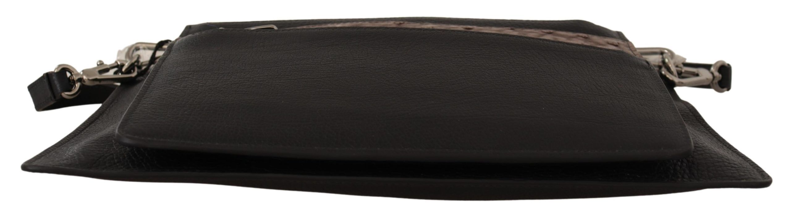 Dolce & Gabbana Schwarzes Exotenleder Schulterriemen Alta Sartoria Tasche