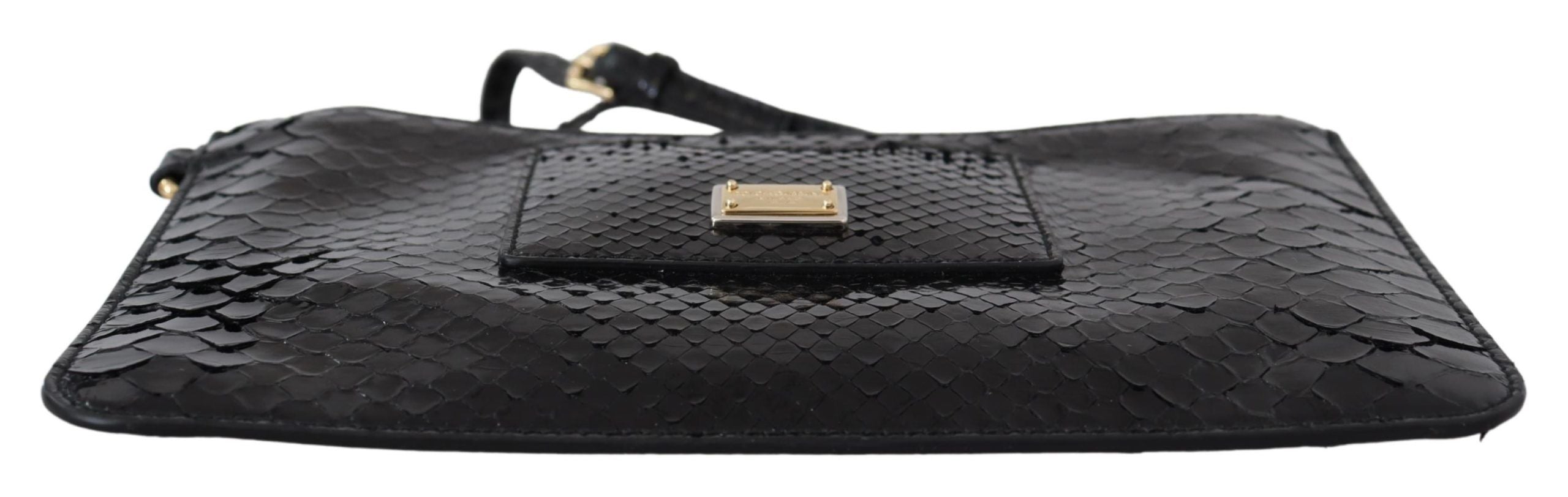 Dolce &amp; Gabbana Black Leather Wallet Handbag Mirror Agnese Wallet