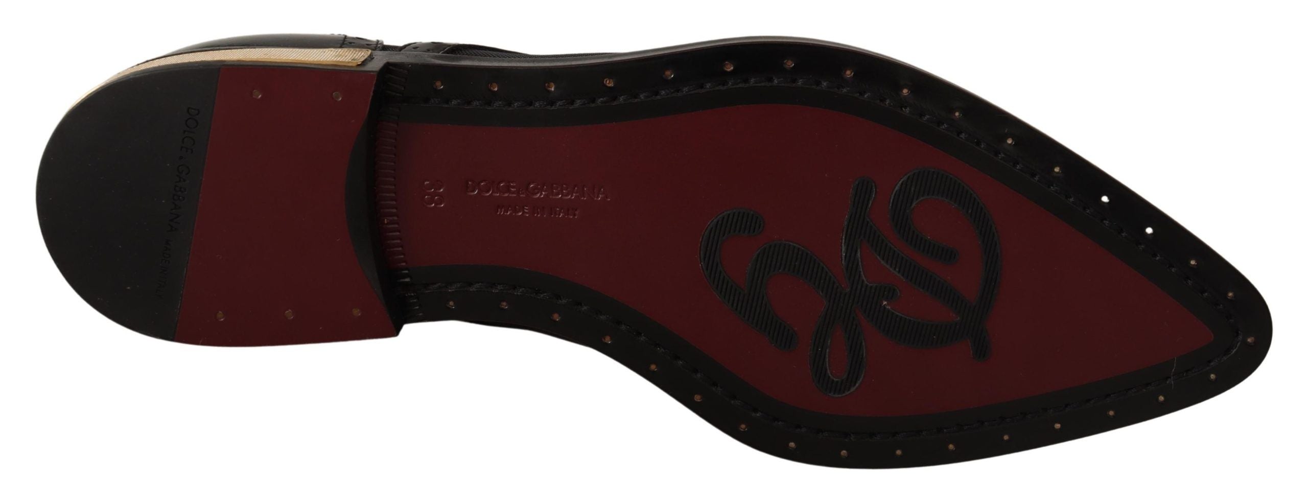 Dolce &amp; Gabbana Siyah Deri Broques Şeffaf Kanat Uçlu Ayakkabılar