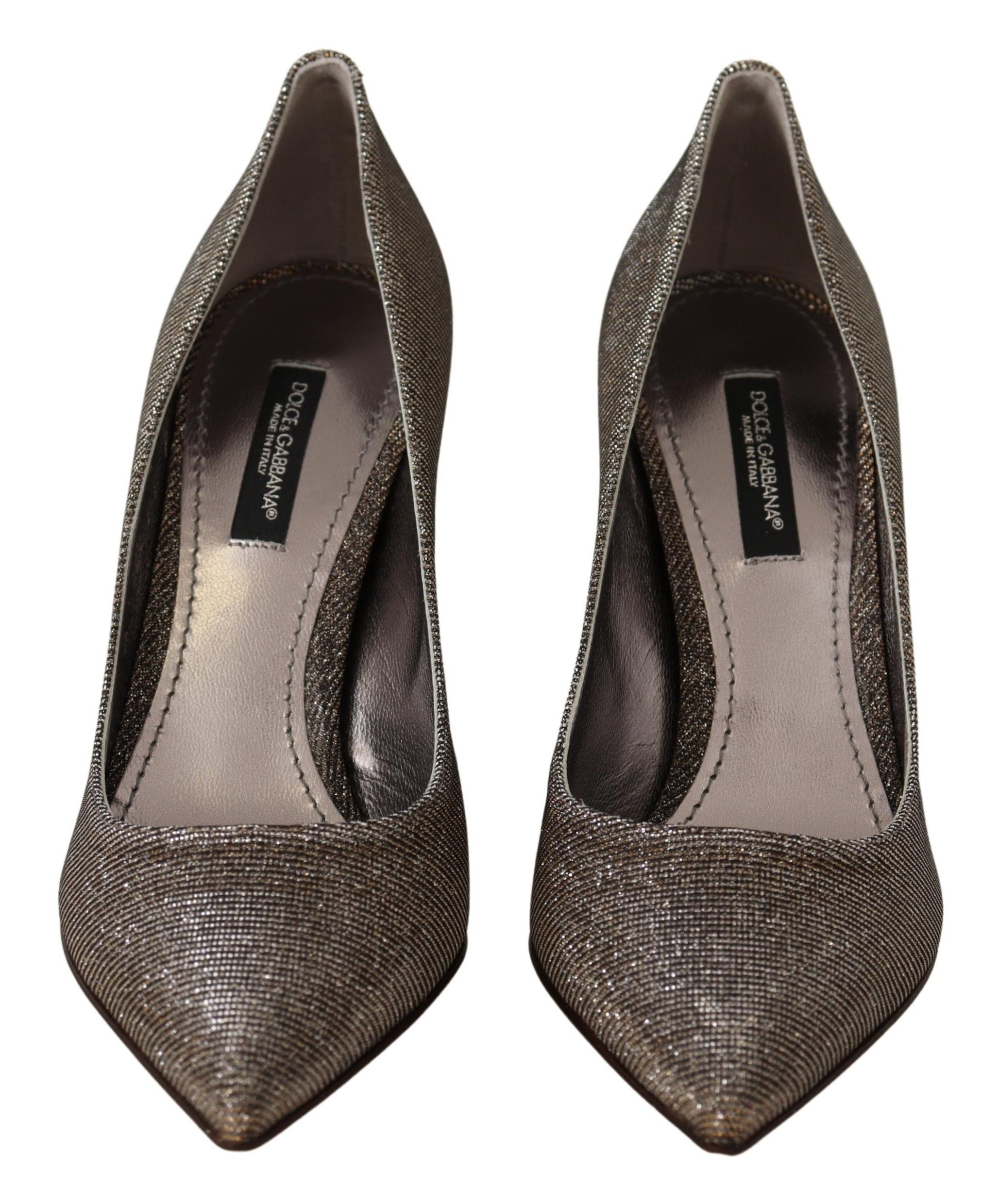 Dolce & Gabbana Gold Silber Stoff Absätze Pumps Schuhe