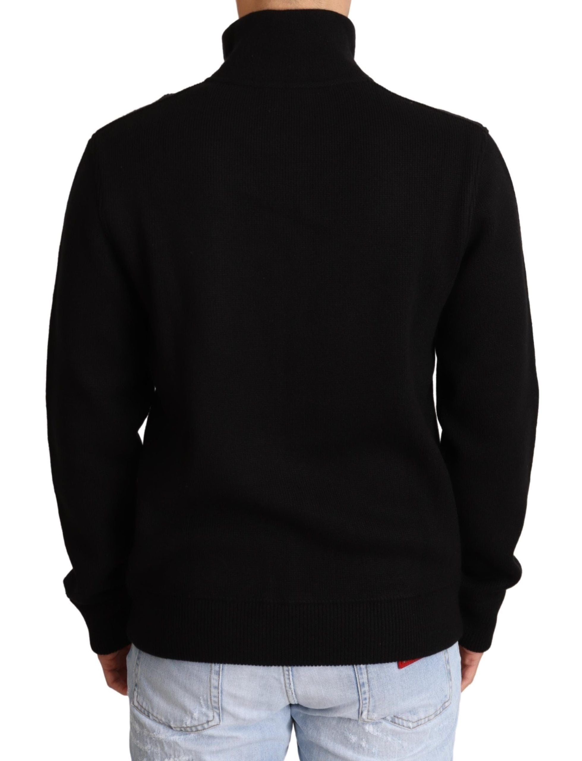 Dolce &amp; Gabbana Men's Black Cashmere Zip-Up Sweater