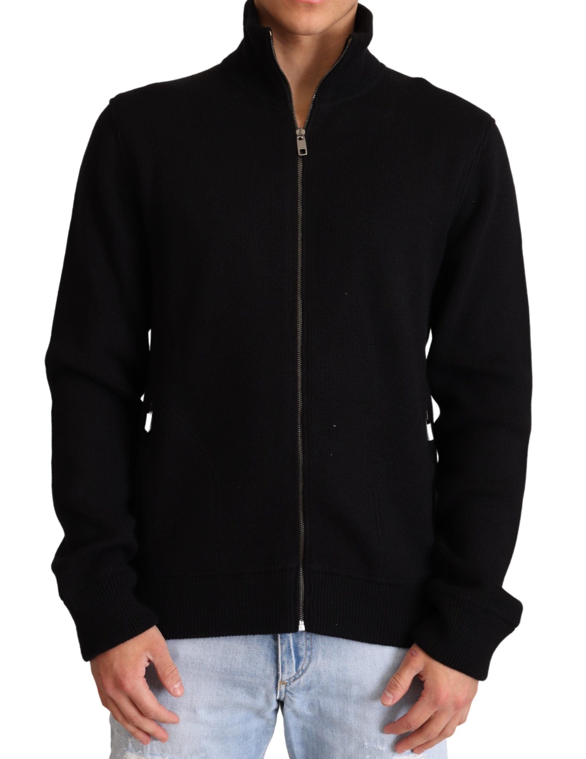 Dolce &amp; Gabbana Men's Black Cashmere Zip-Up Sweater