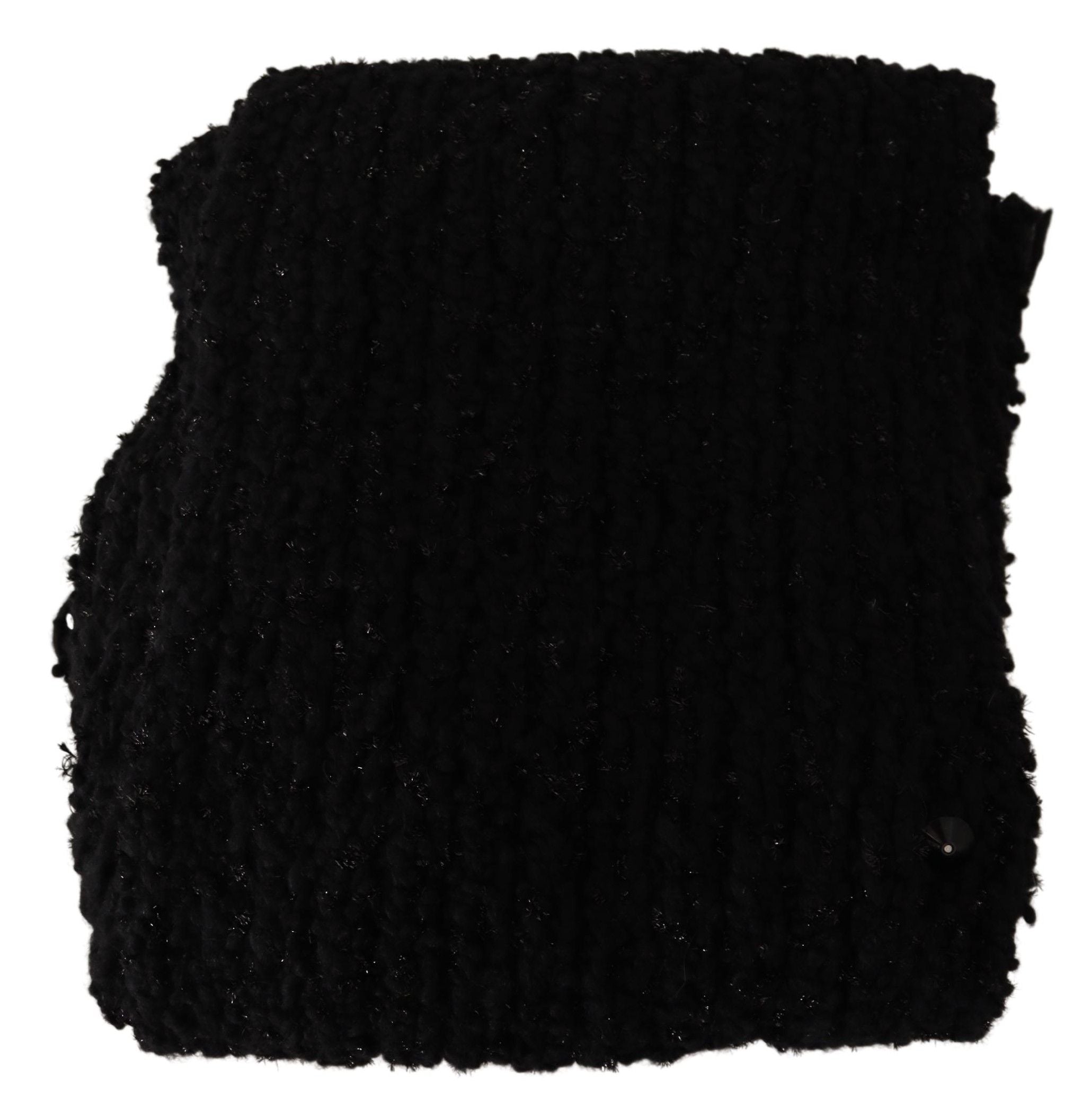 Dolce &amp; Gabbana Black knitted virgin wool wrap scarf