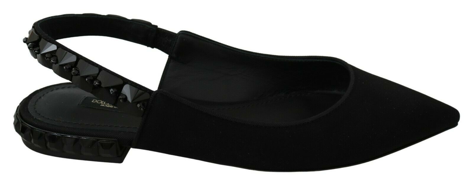 Dolce & Gabbana Schwarze Flats Slingback Charmeuse Schuhe