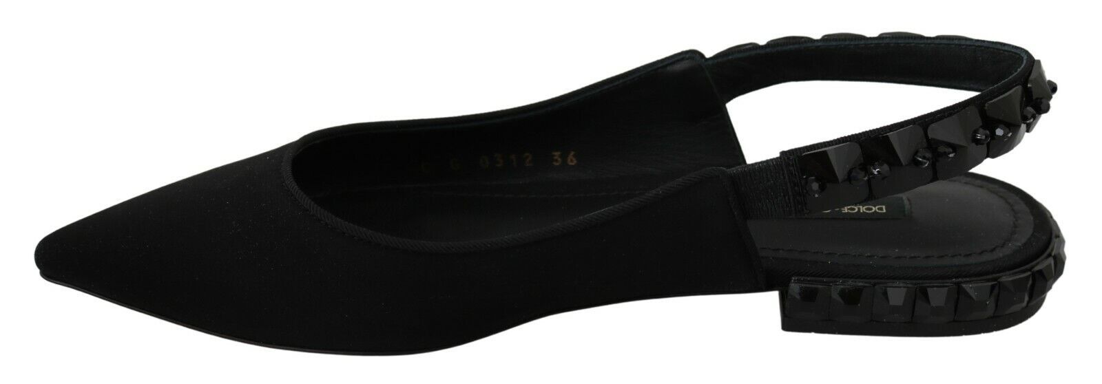 Dolce & Gabbana Schwarze Flats Slingback Charmeuse Schuhe