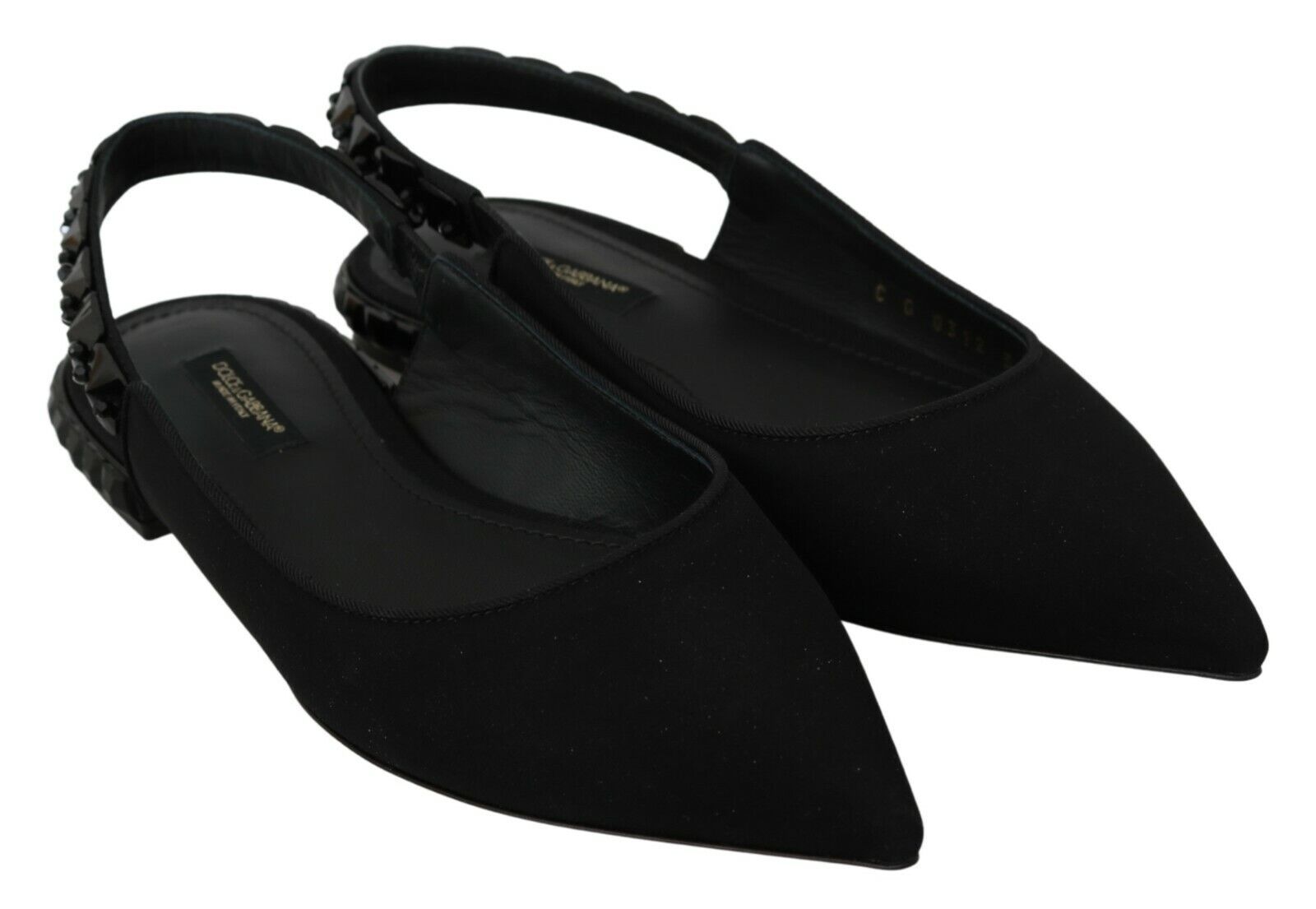 Dolce & Gabbana Schwarze Flats Slingback Charmeuse Schuhe