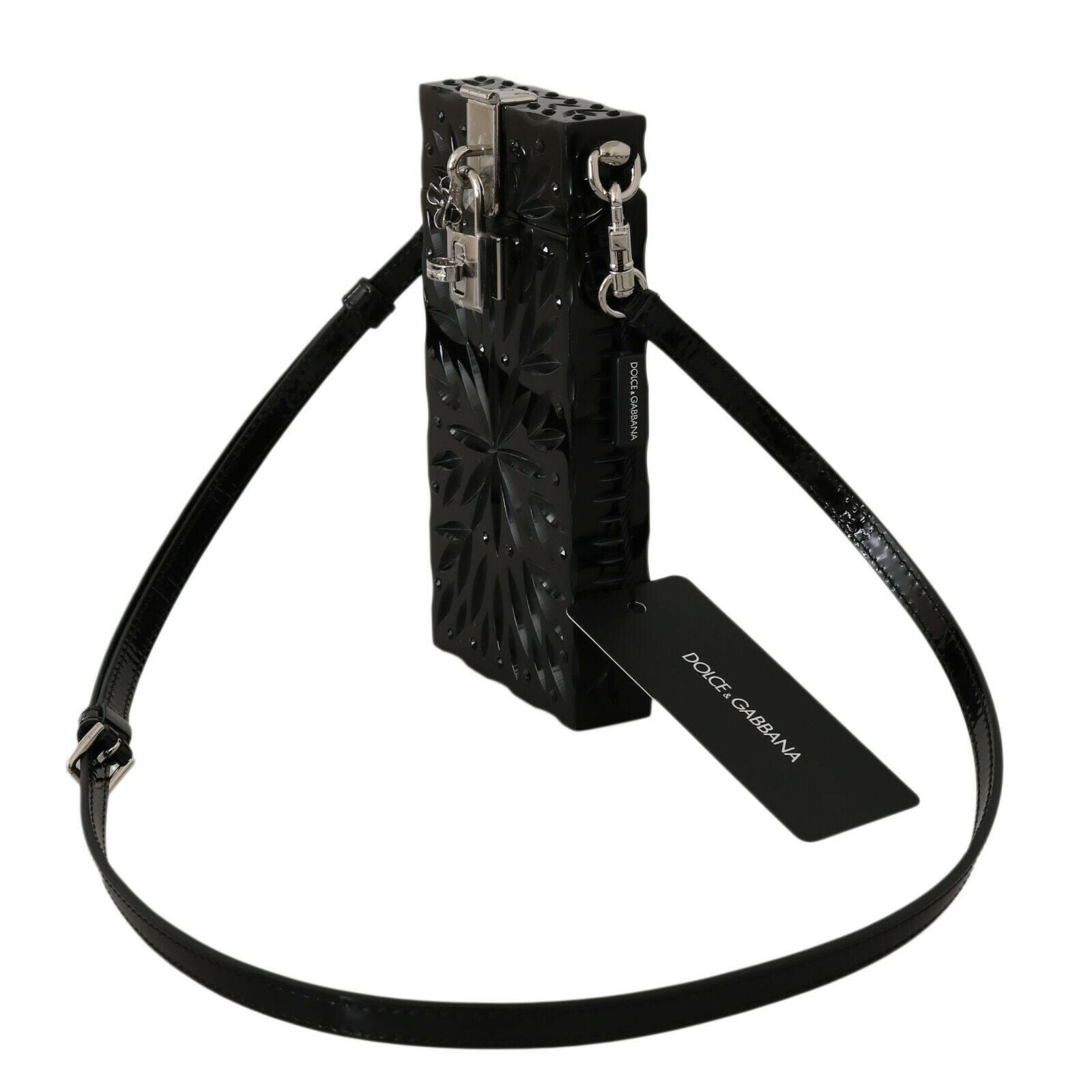 Dolce &amp; Gabbana Black Crystal Plexiglass Cross Cigarette Case Holder
