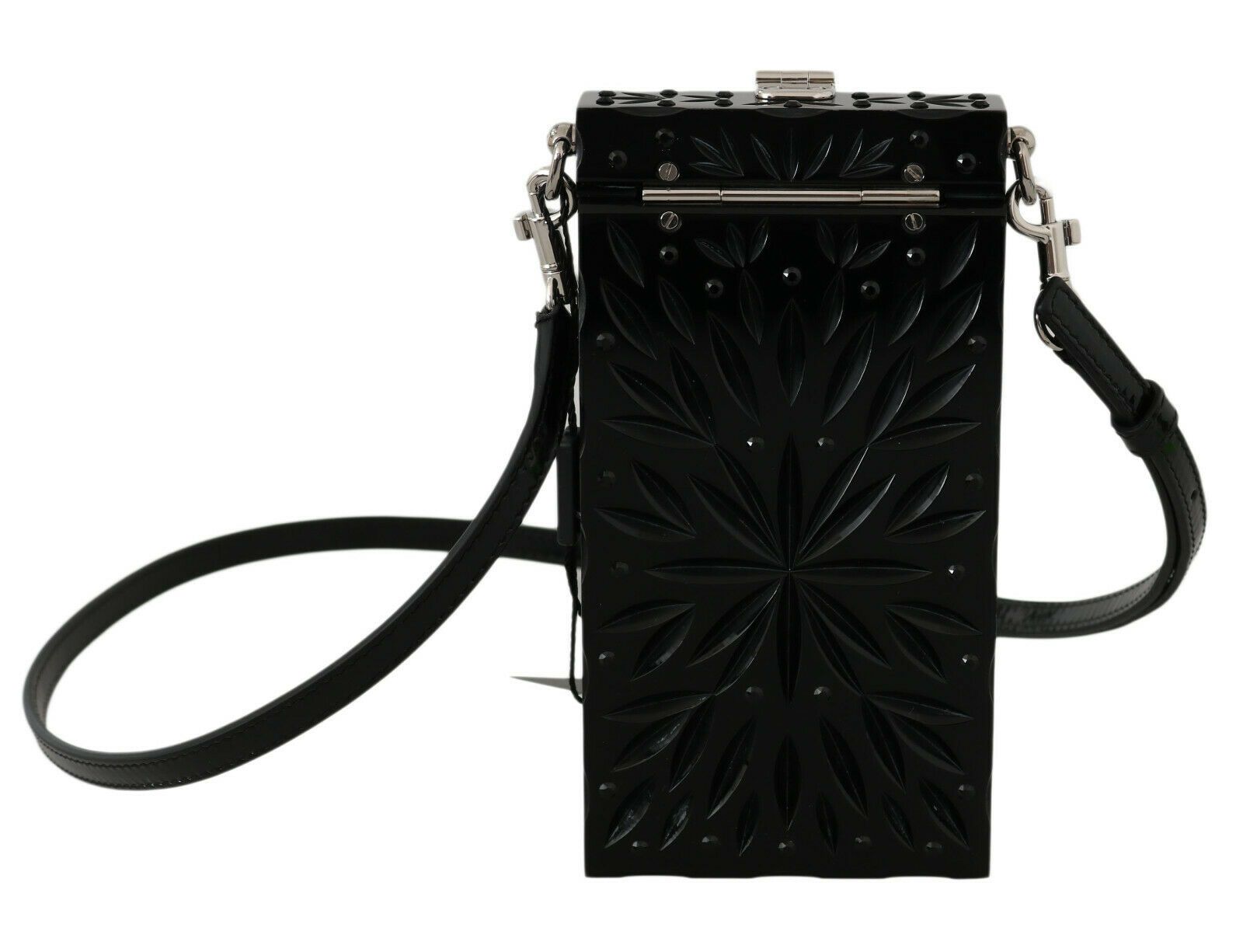 Dolce &amp; Gabbana Black Crystal Plexiglass Cross Cigarette Case Holder
