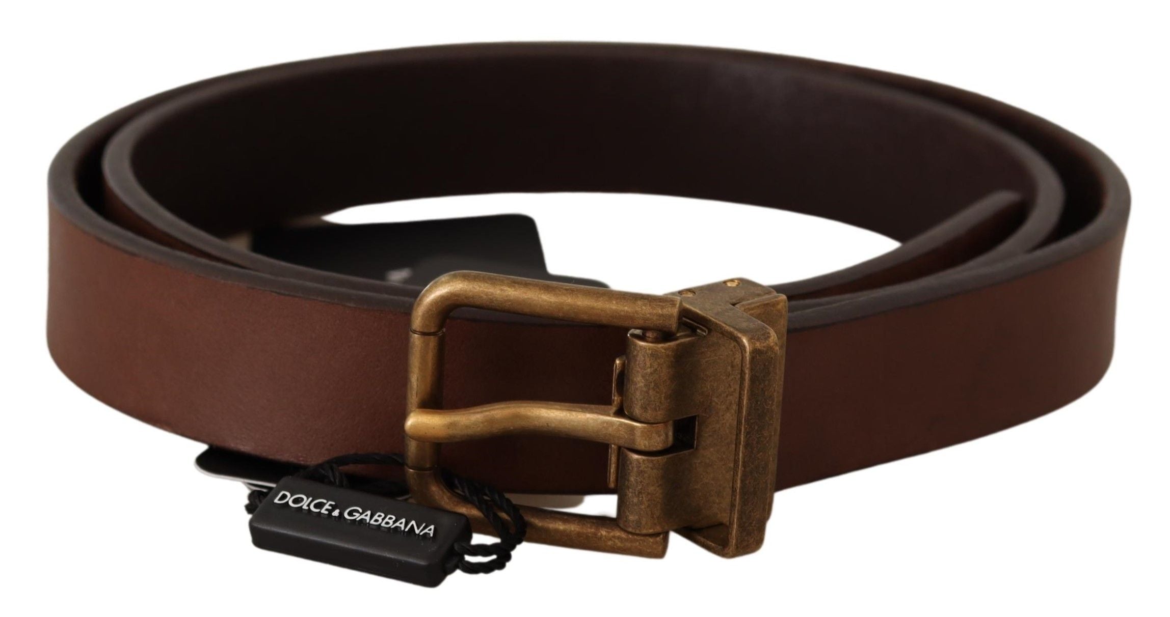 Dolce &amp; Gabbana Brown Leather Rustic Buckle Cintura Belt