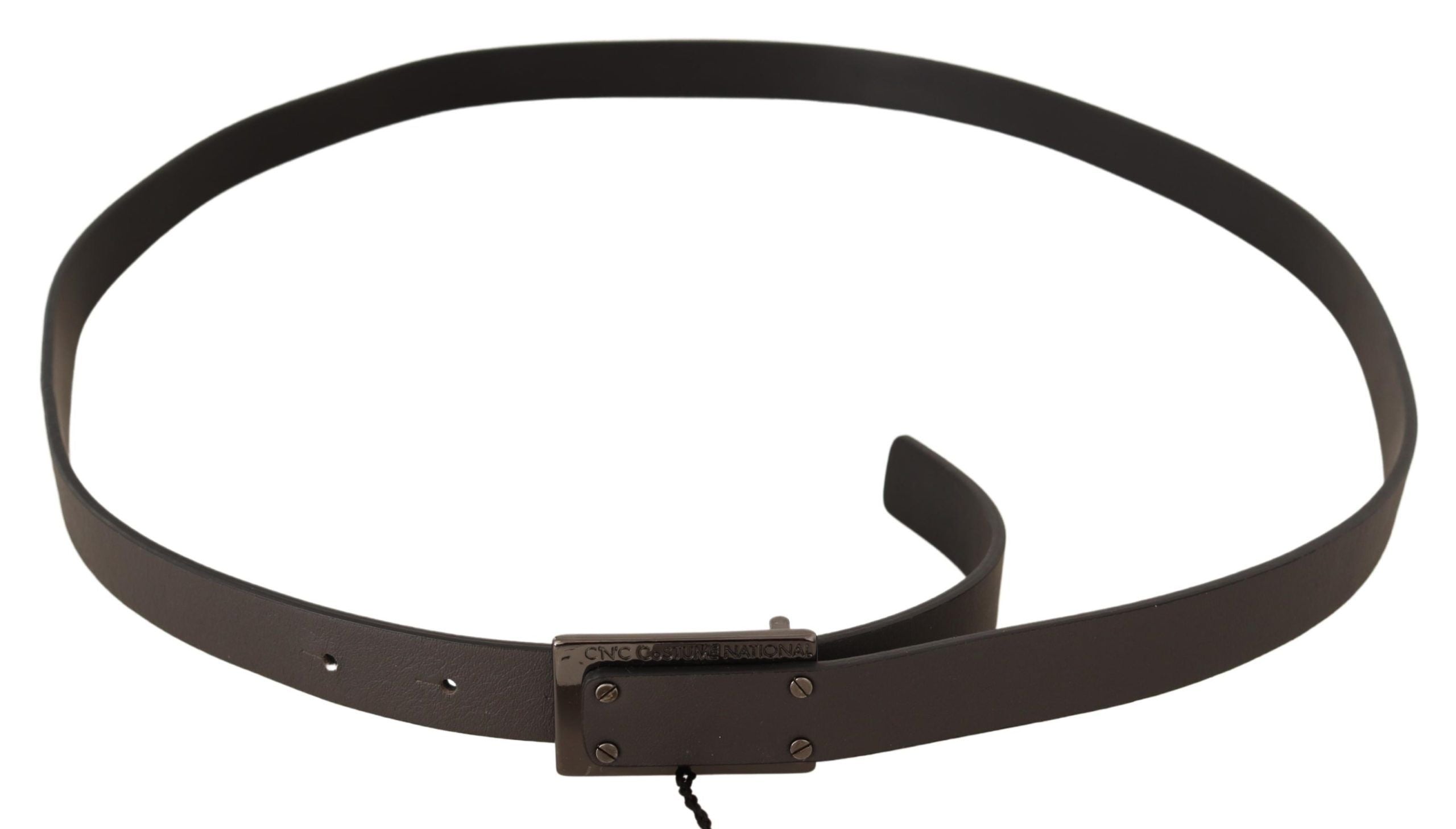Costume National dark brown leather belt with logo buckle