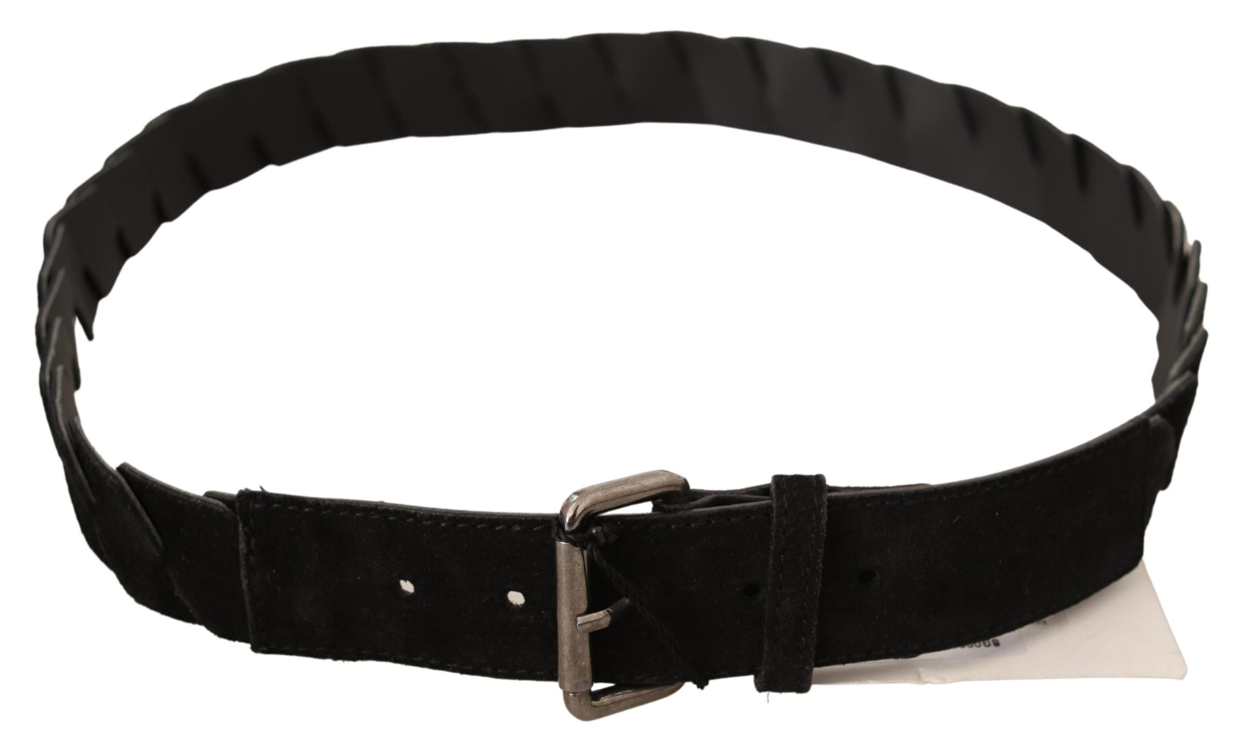 GF Ferre Black WX Silver Buckle Belt