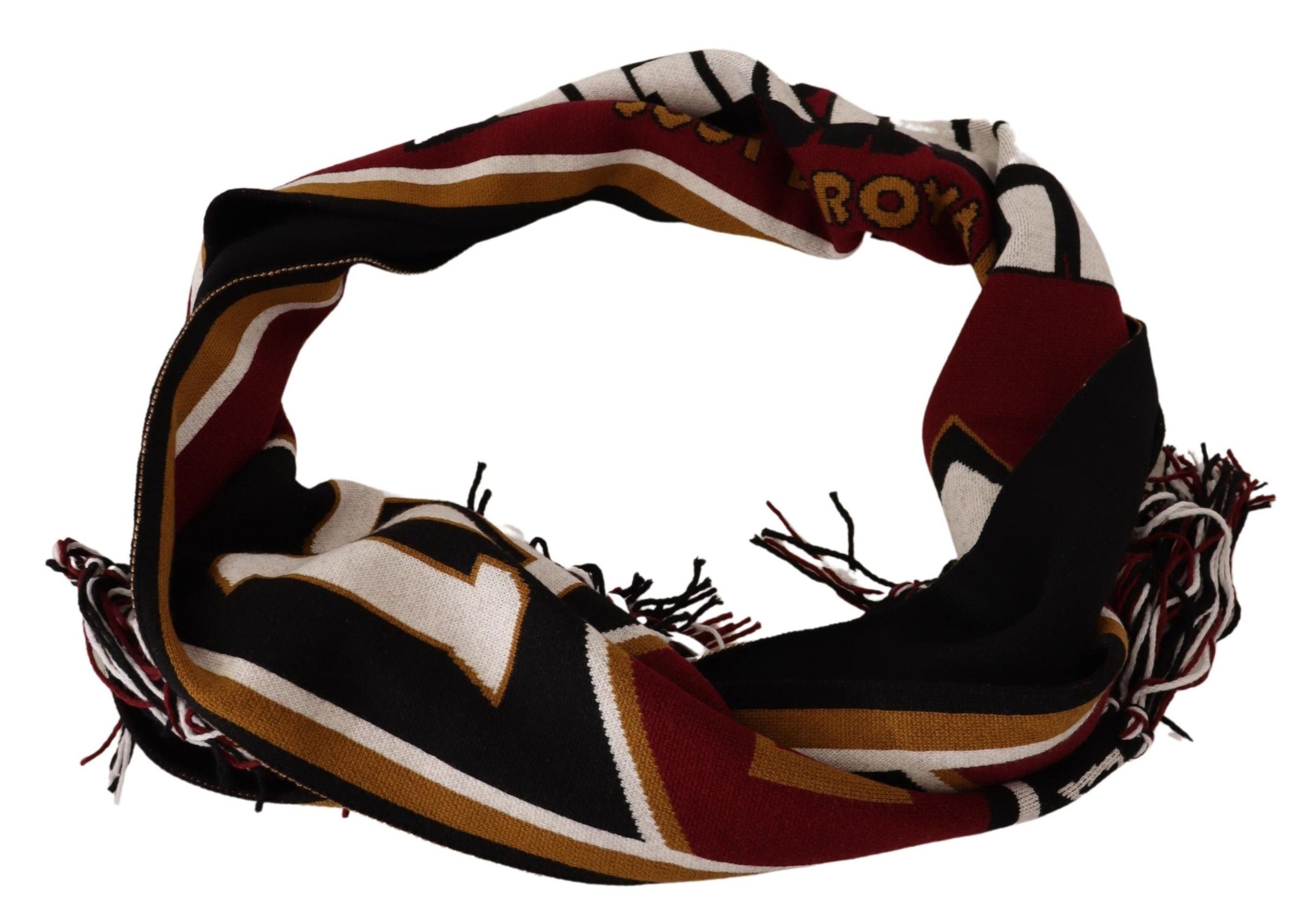 Dolce & Gabbana Multicolor Wool Knit DG King Schal Wickelschal