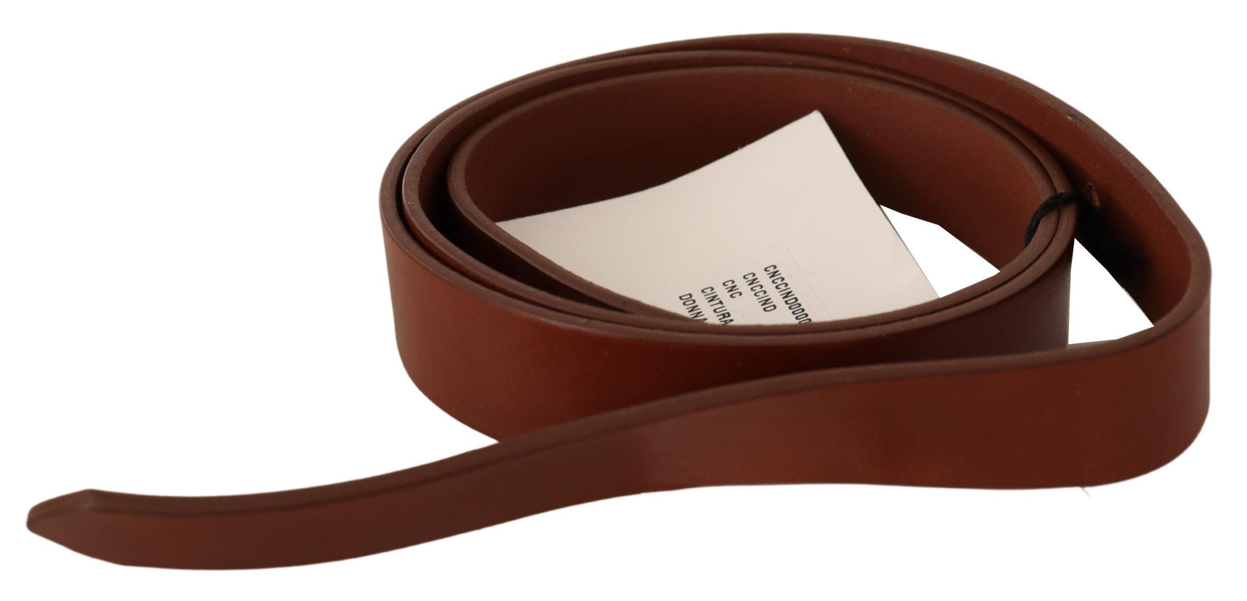 Costume National brown leather belt with silver buckle