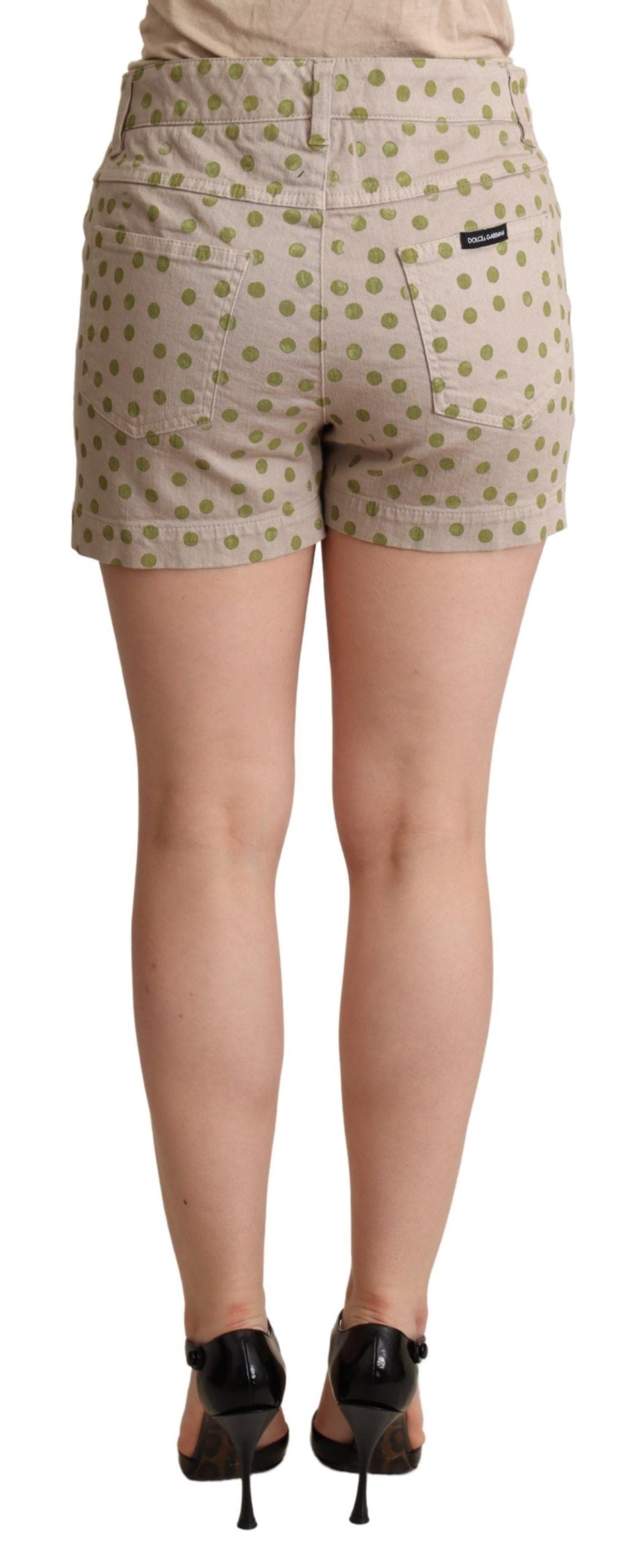 Dolce &amp; Gabbana beige dotted denim cotton stretch shorts
