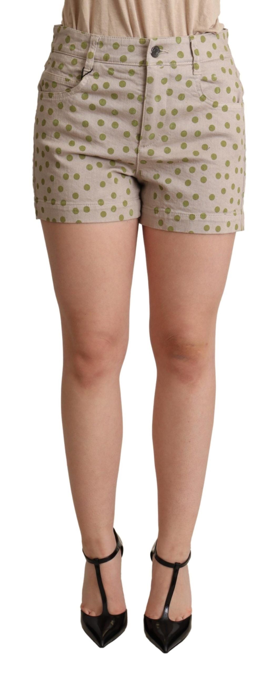 Dolce &amp; Gabbana beige dotted denim cotton stretch shorts