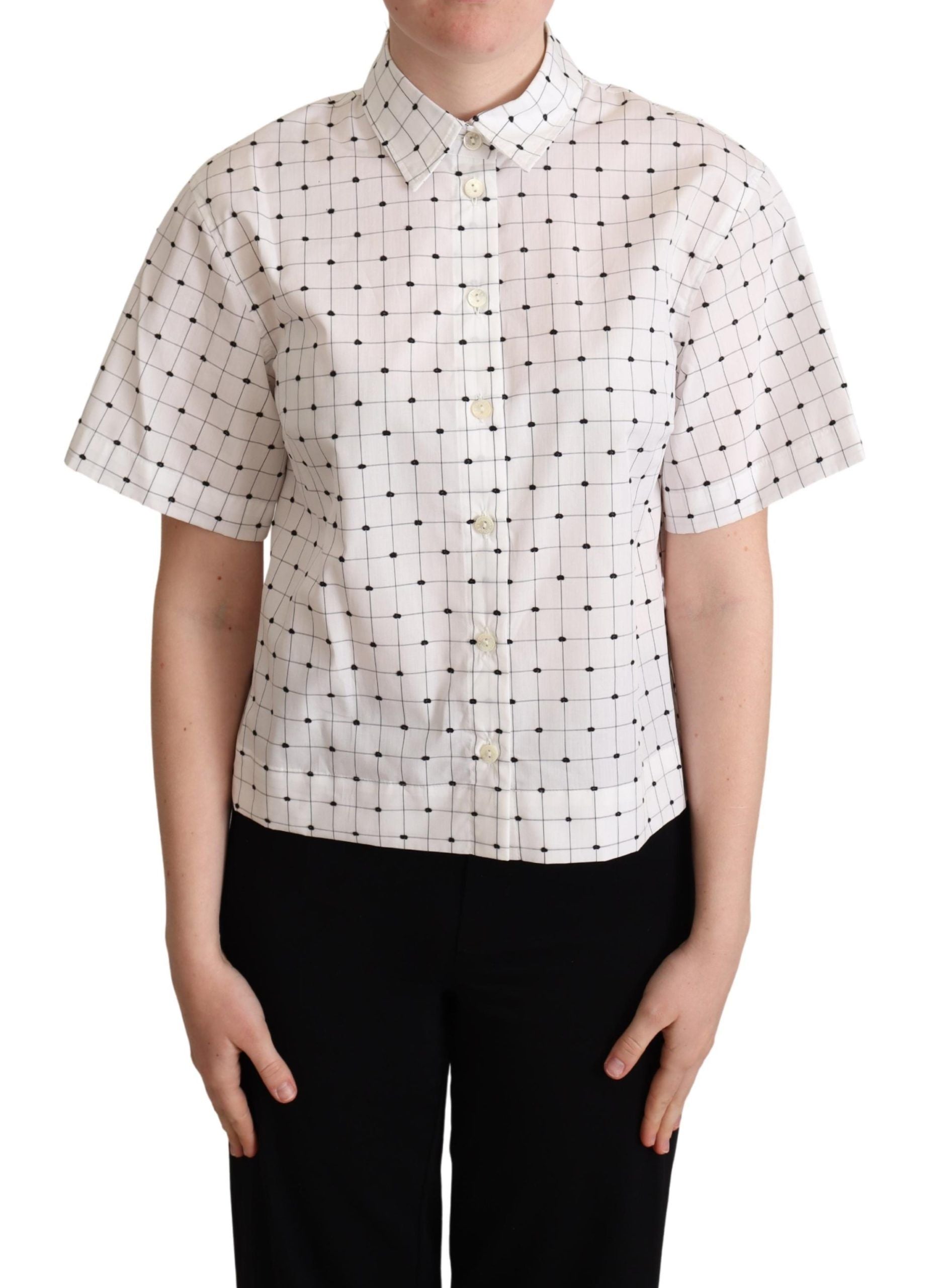 Dolce &amp; Gabbana White polka dot shirt with cotton collar